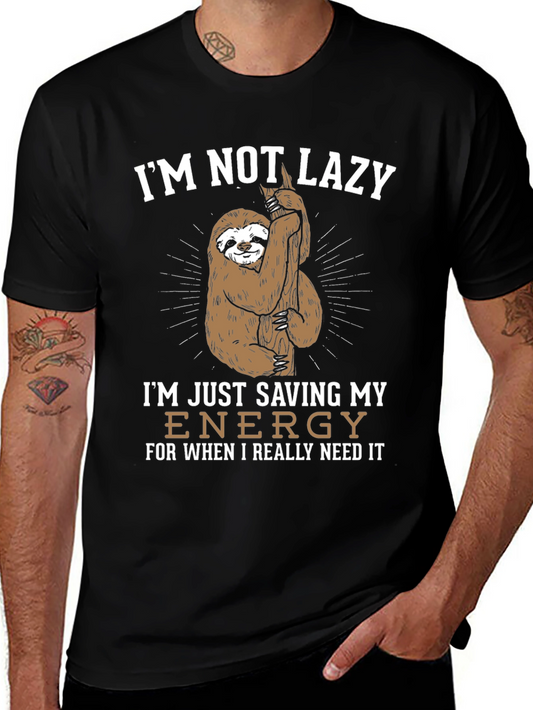 Funny Sloth Saving Energy Graphic T-Shirt
