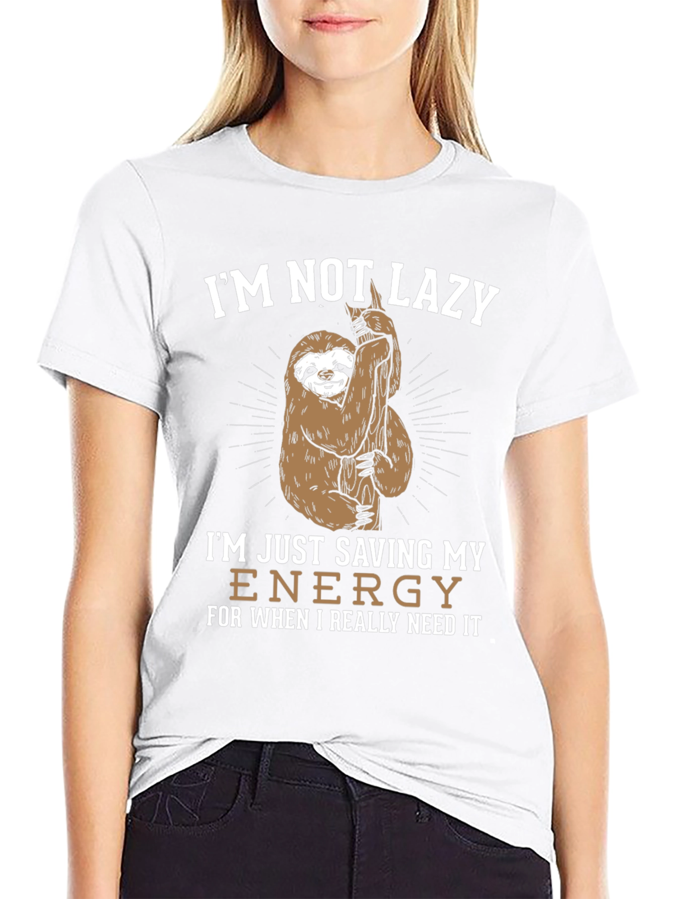 Funny Sloth Saving Energy Graphic T-Shirt