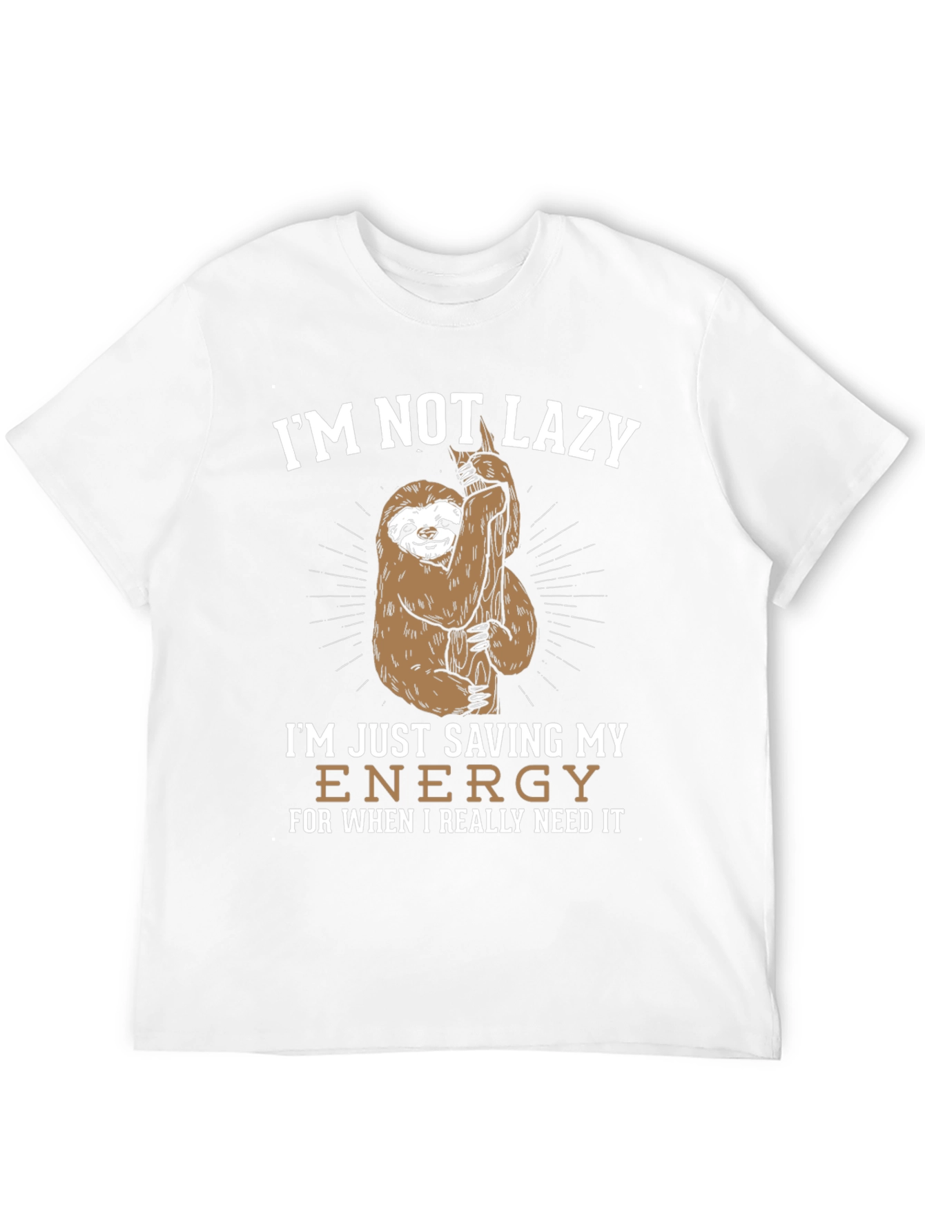 Funny Sloth Saving Energy Graphic T-Shirt