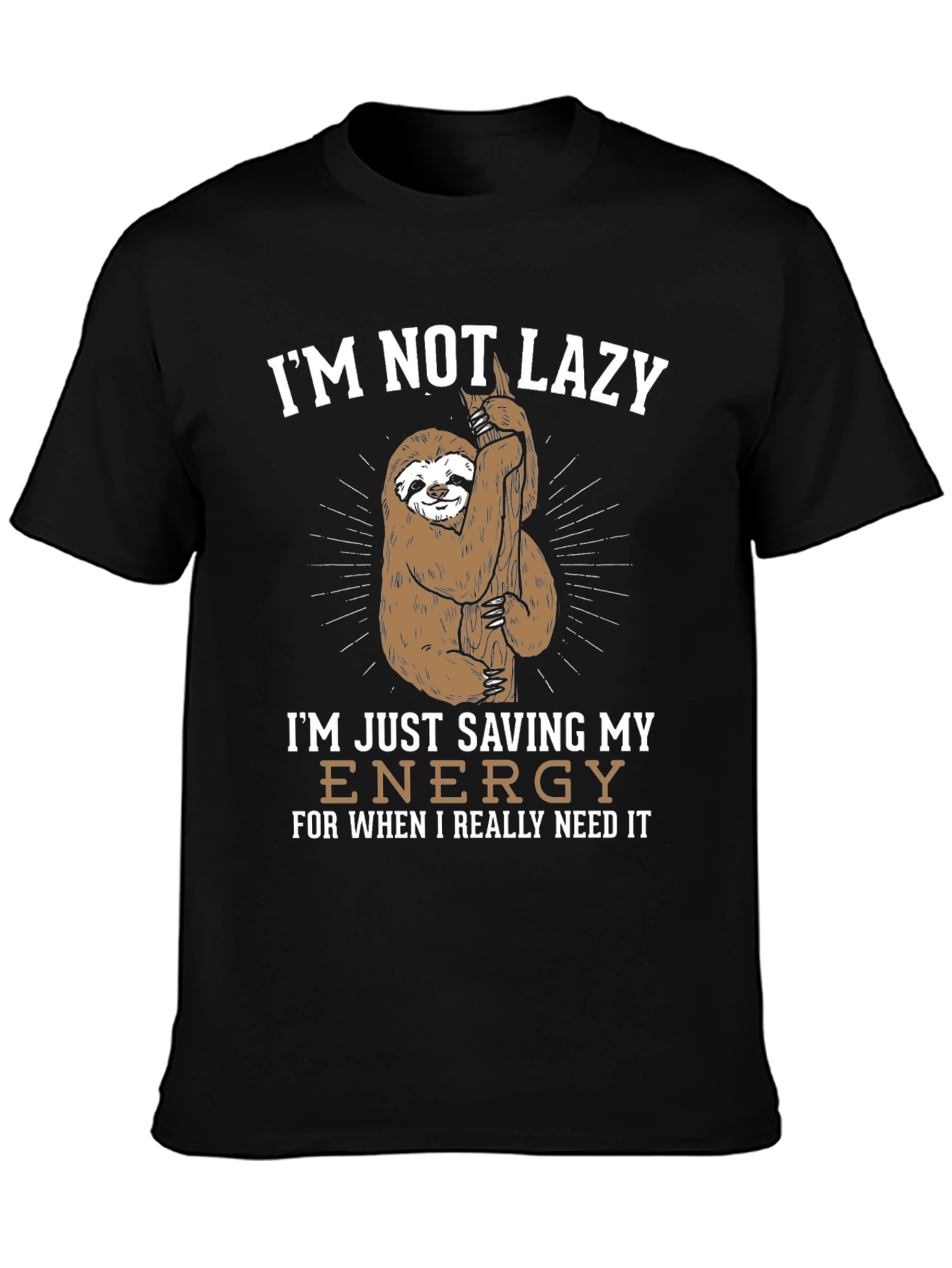 Funny Sloth Saving Energy Graphic T-Shirt