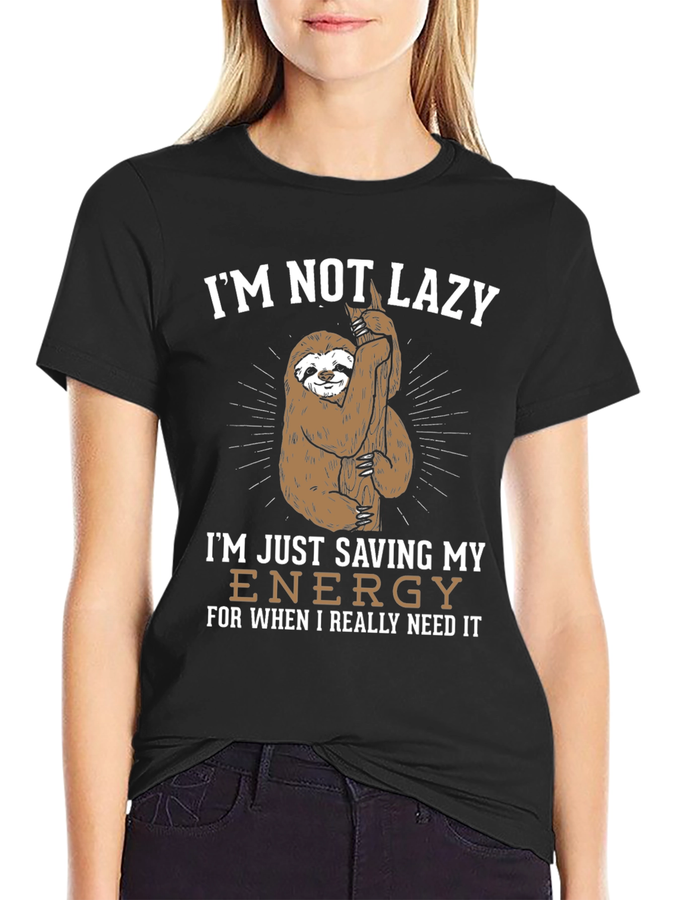 Funny Sloth Saving Energy Graphic T-Shirt