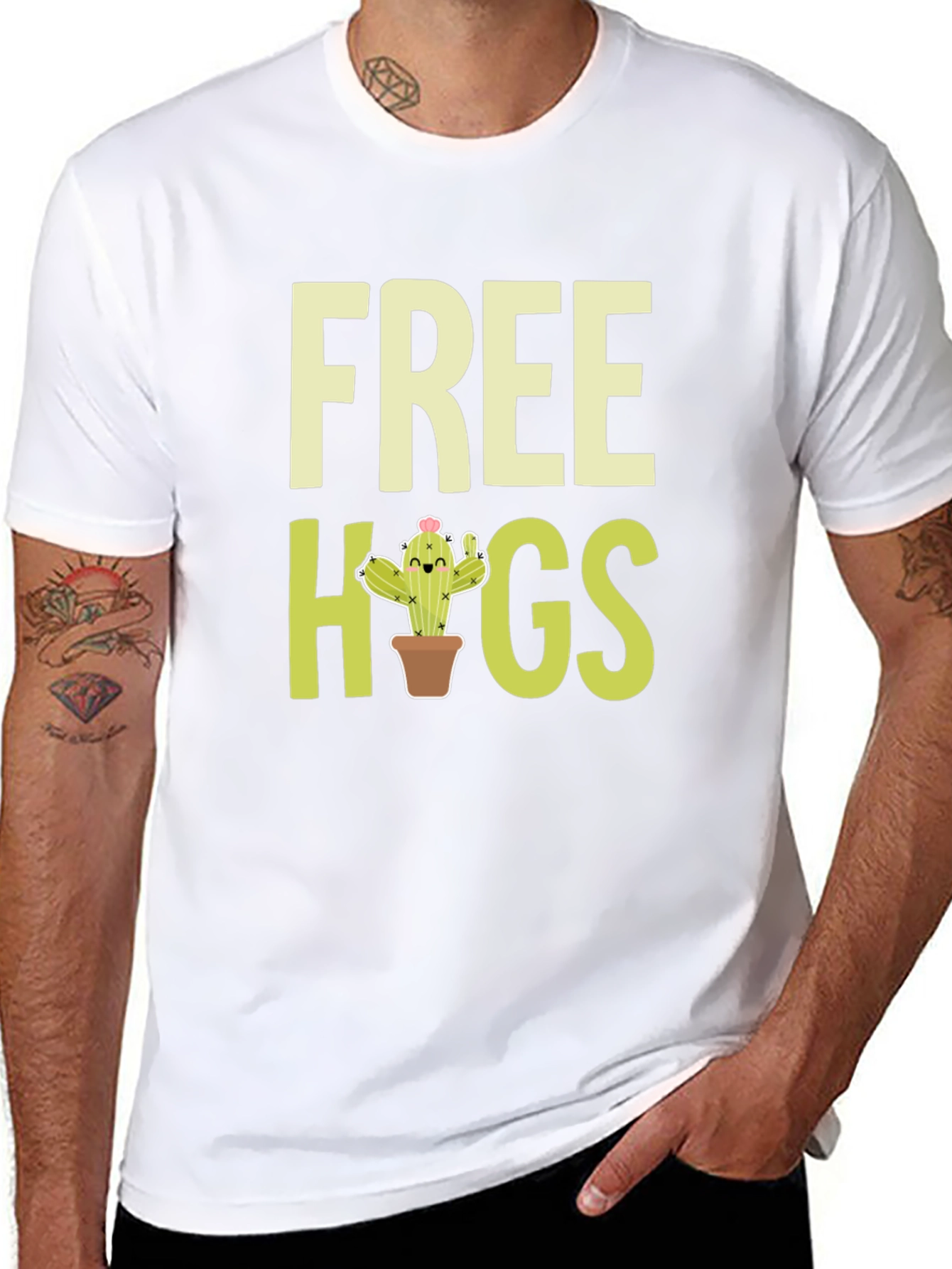 Free Hugs Cactus Graphic T-Shirt