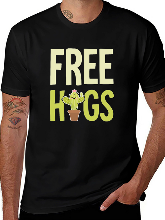 Free Hugs Cactus Graphic T-Shirt