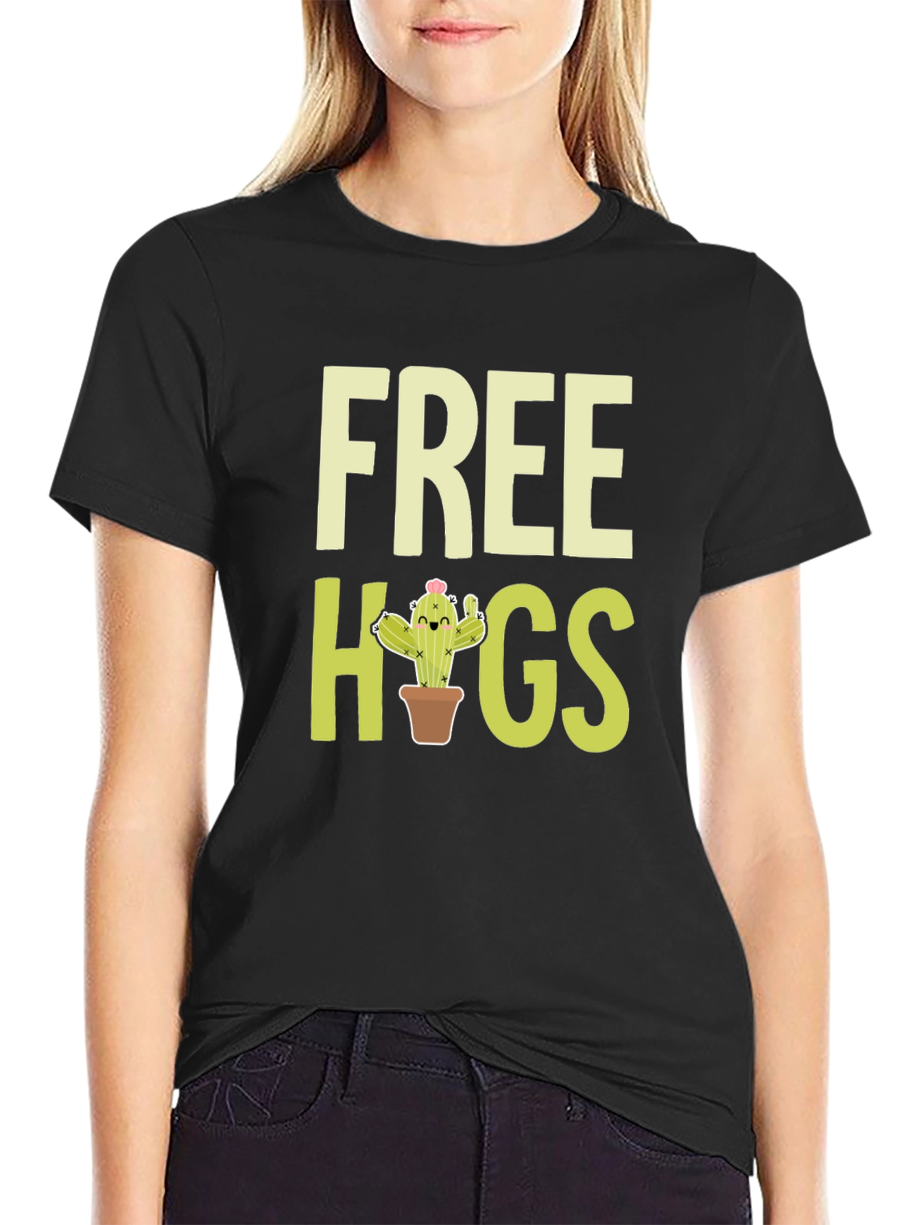 Free Hugs Cactus Graphic T-Shirt