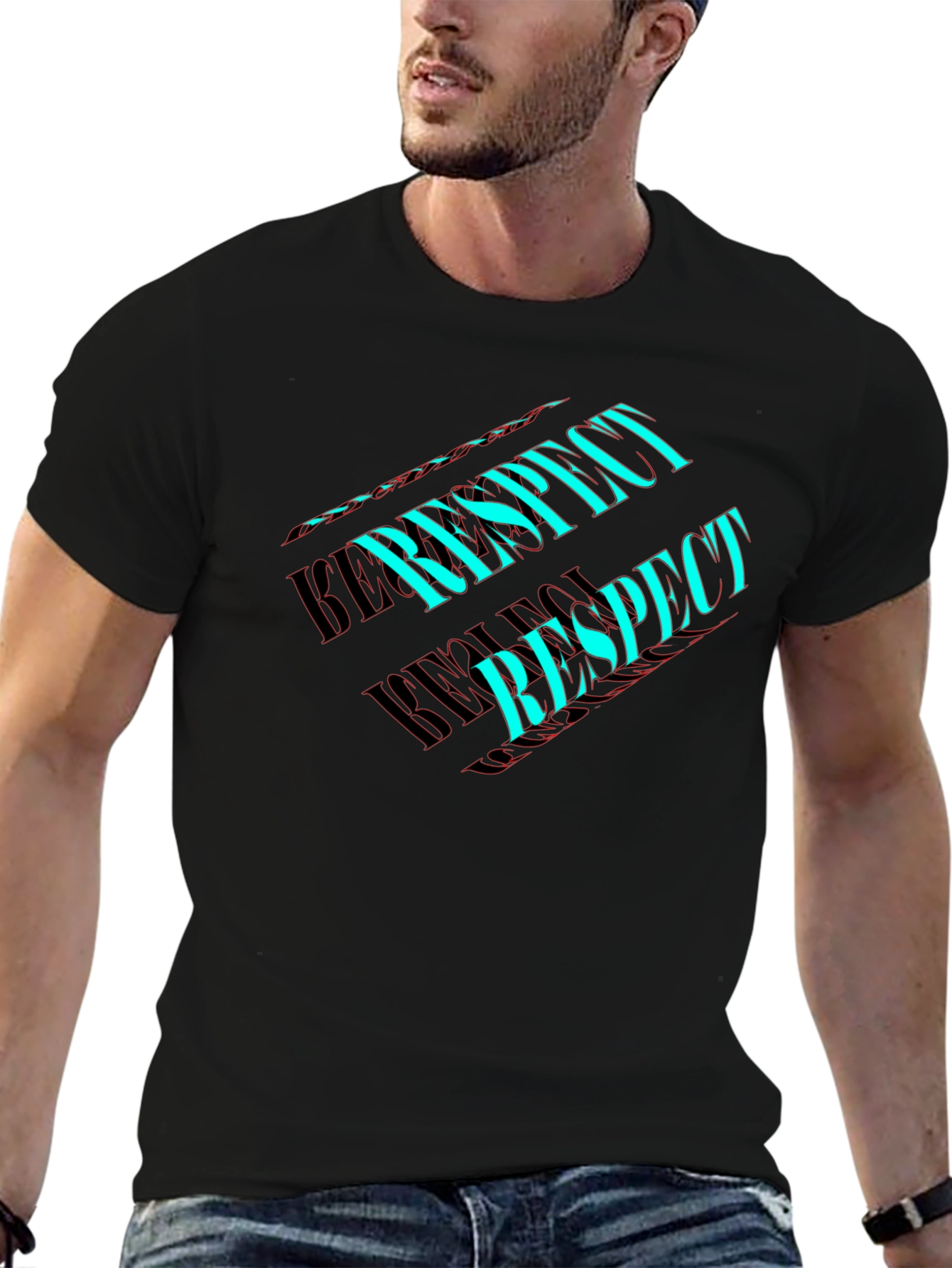 Respect Graphic Tee - Black Cotton Casual Wear