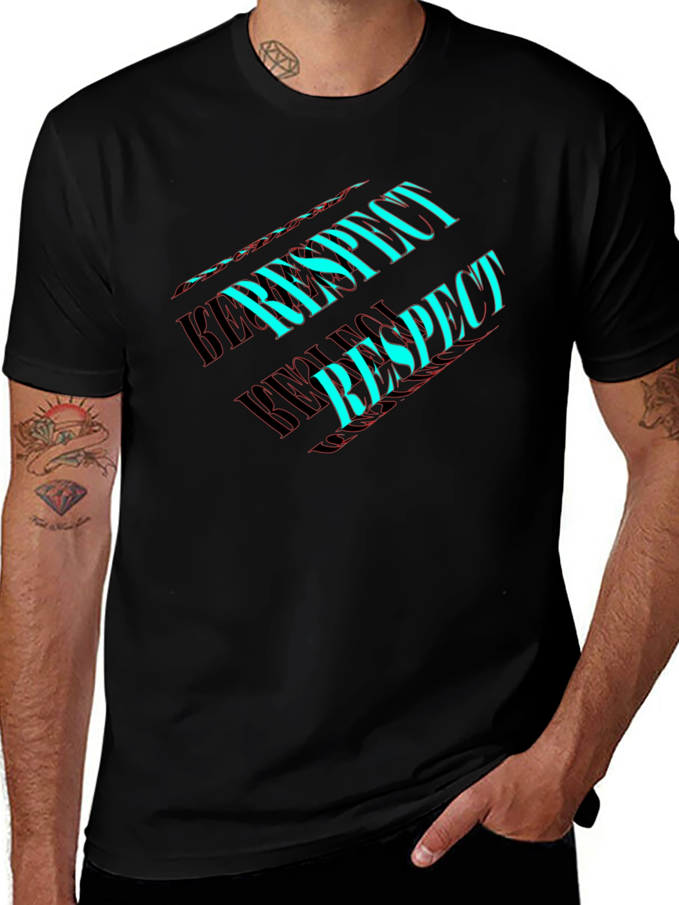 Respect Graphic Tee - Black Cotton Casual Wear