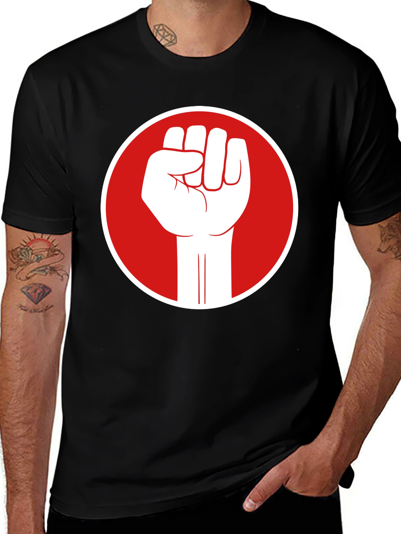 Fist Power T-Shirt - Black Cotton Graphic Tee