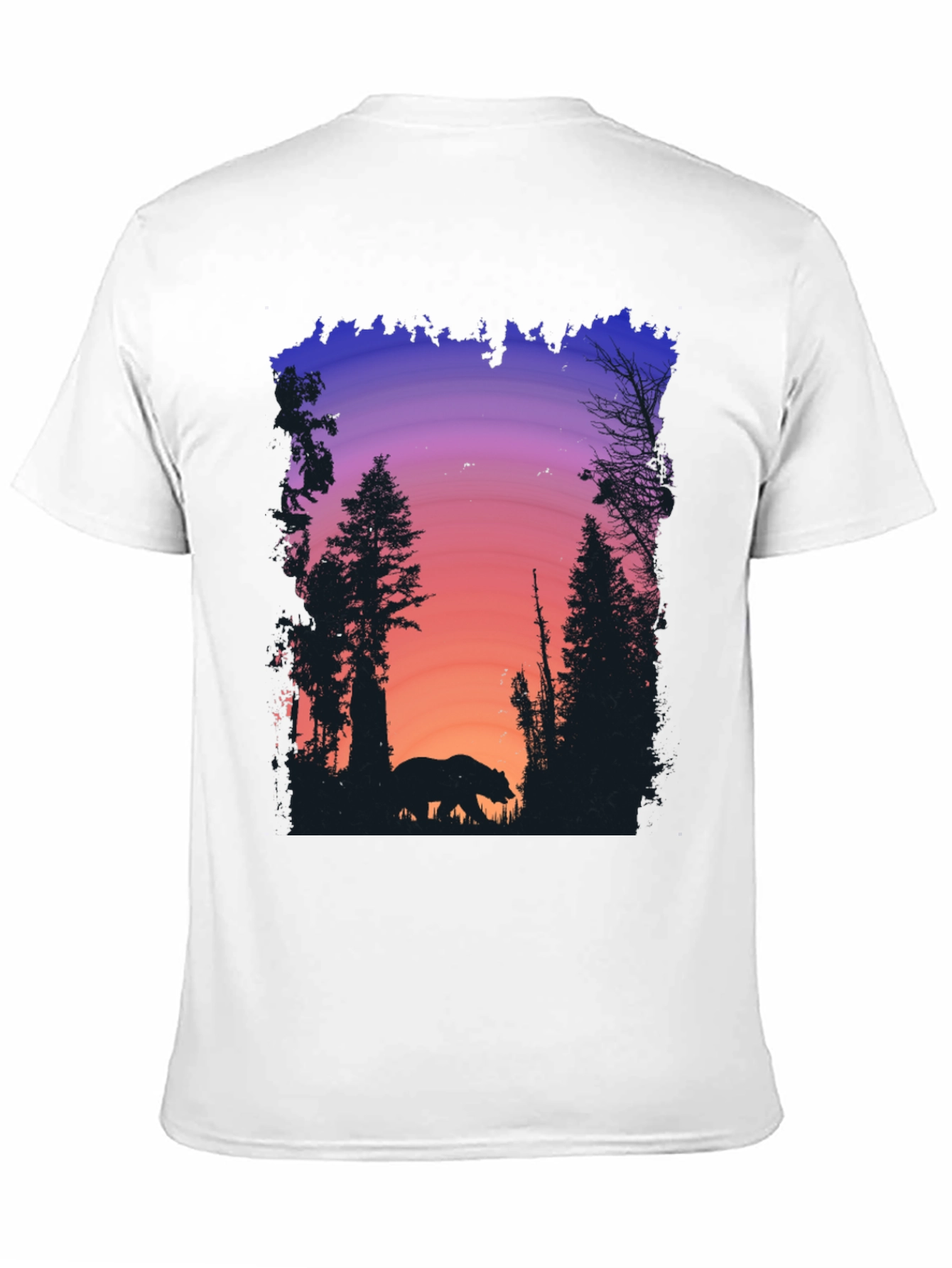 Bear Silhouette Sunset Graphic Tee - Black