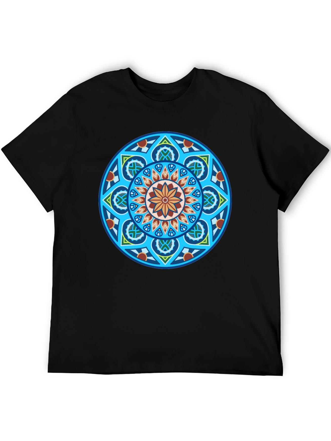 Black T-Shirt with Geometric Mandala Graphic