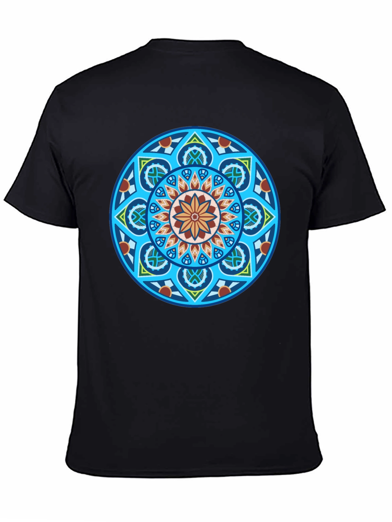 Black T-Shirt with Geometric Mandala Graphic