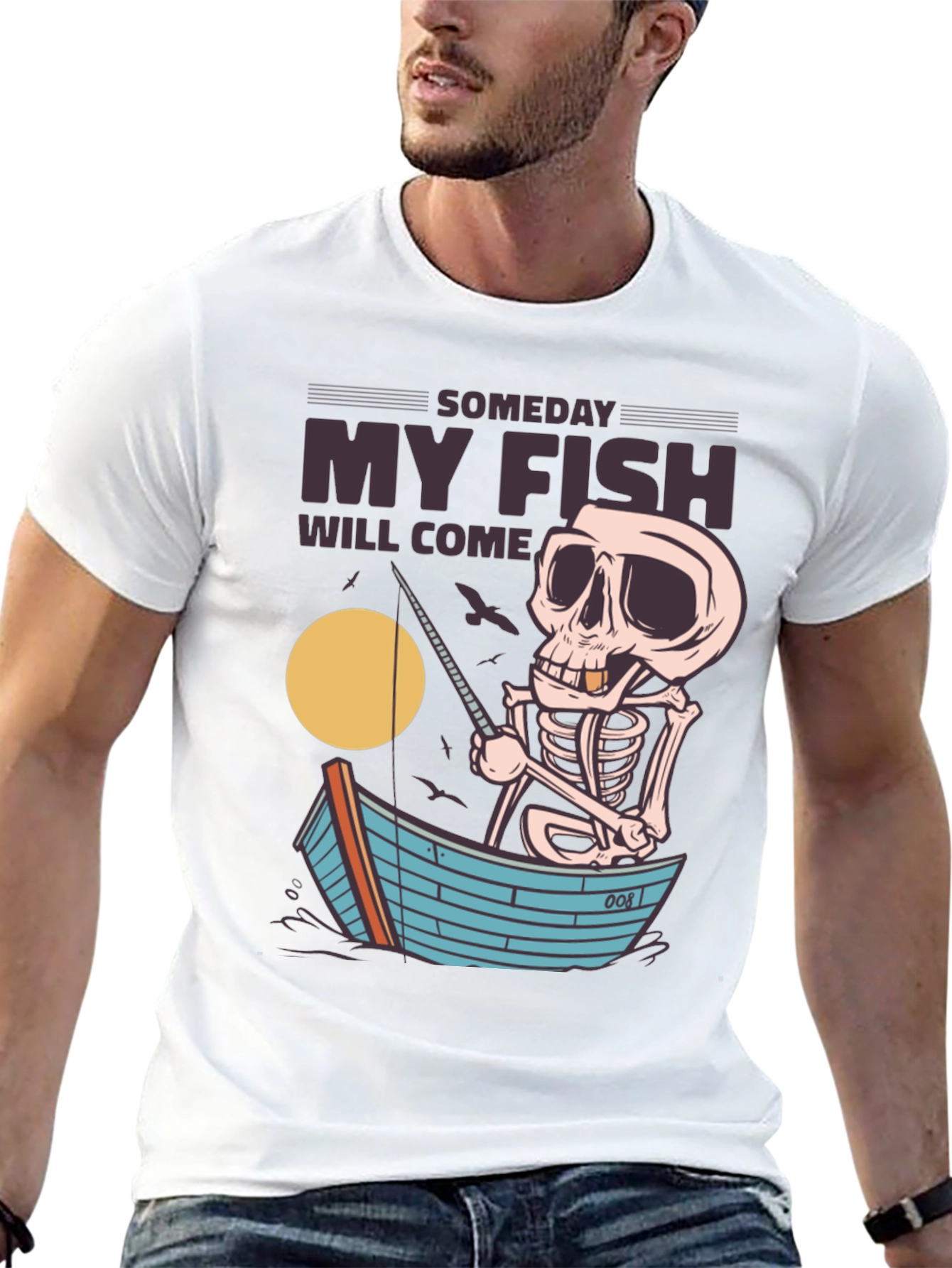 My Fish Will Come Skeleton Fishing T-Shirt