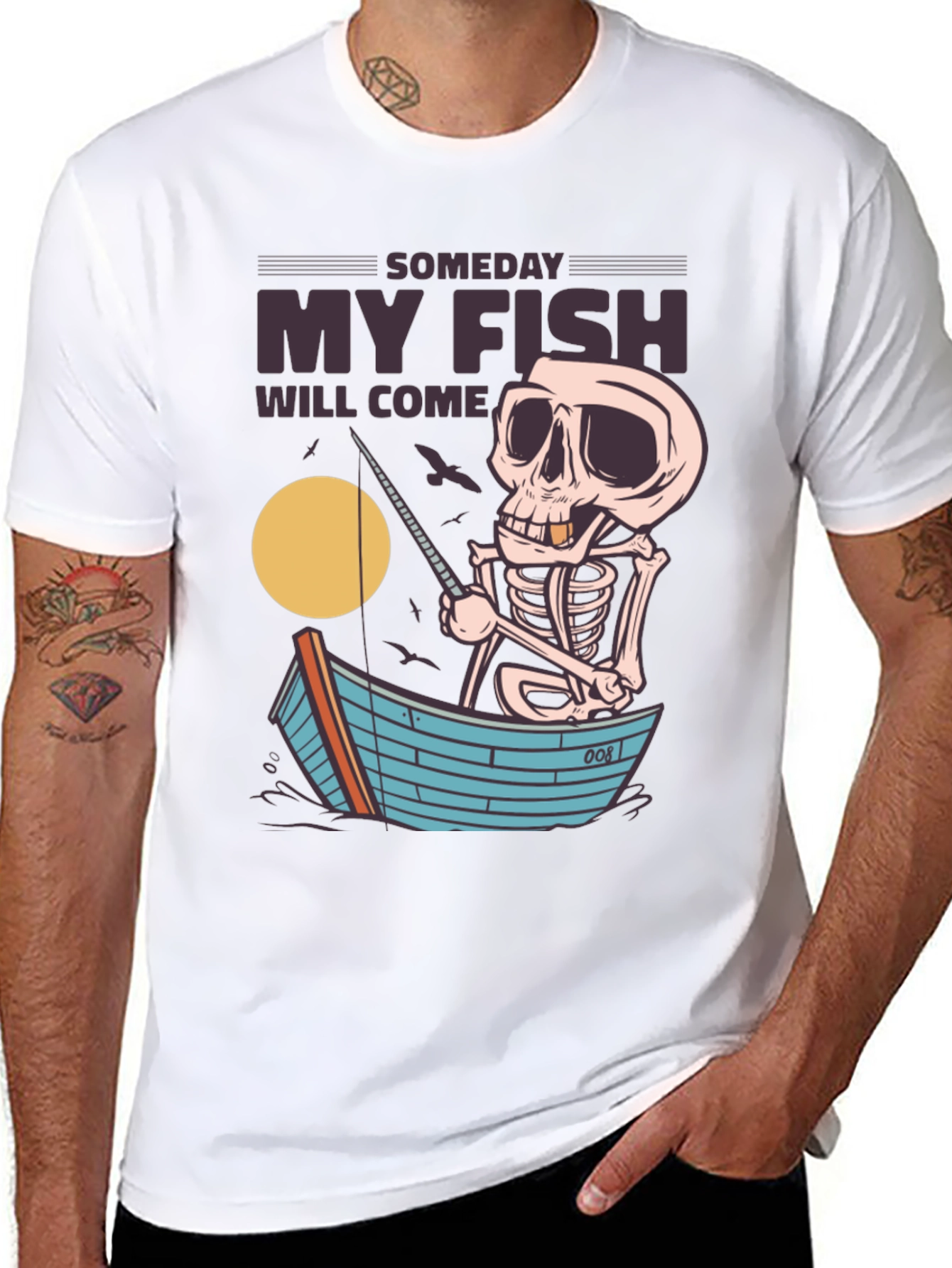 My Fish Will Come Skeleton Fishing T-Shirt