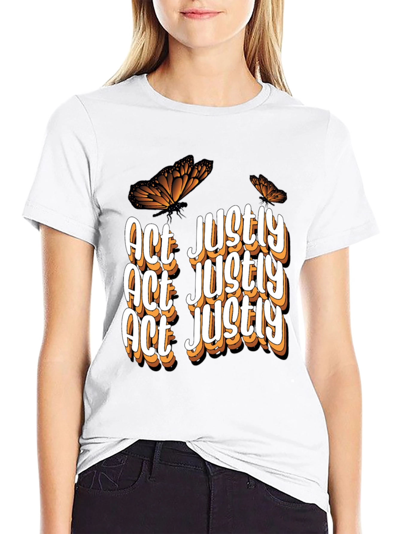 Act Justly Butterfly T-Shirt - Unisex Black Tee