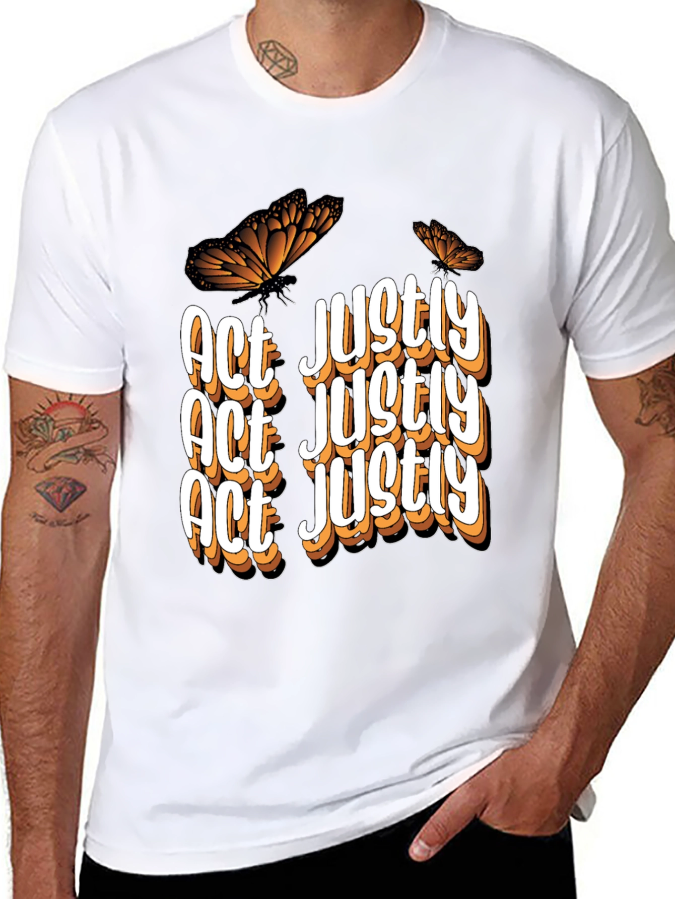 Act Justly Butterfly T-Shirt - Unisex Black Tee