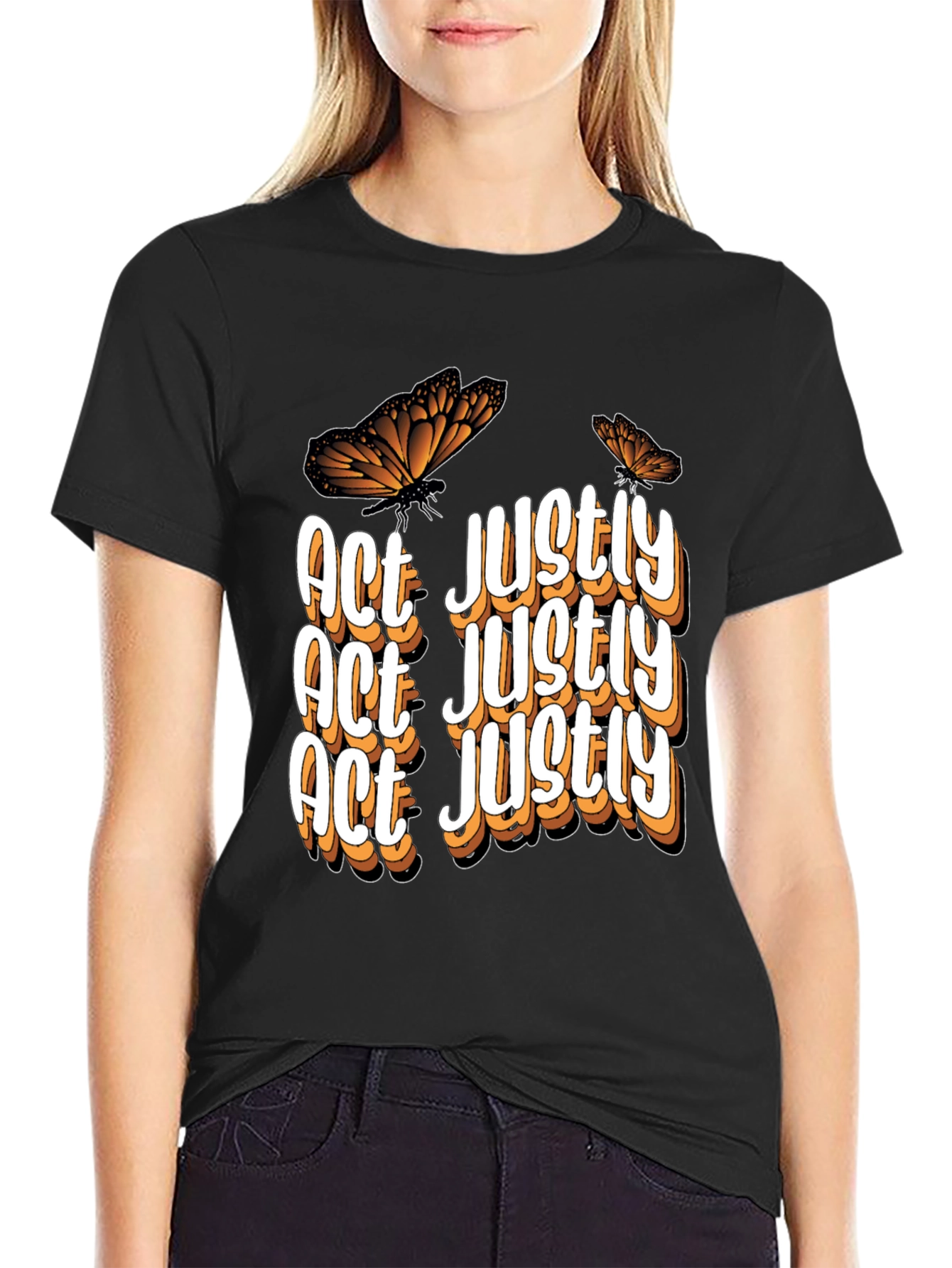 Act Justly Butterfly T-Shirt - Unisex Black Tee