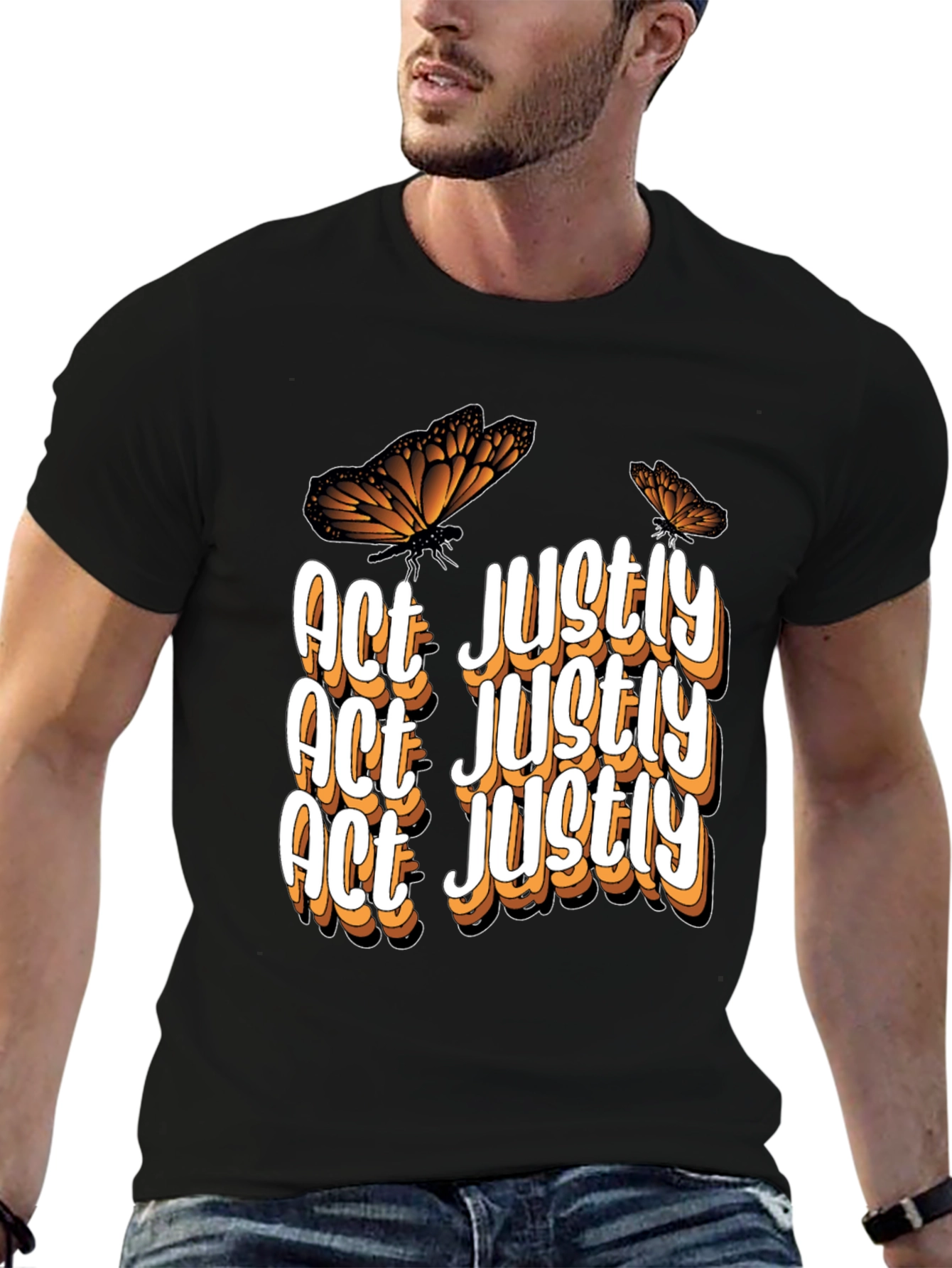 Act Justly Butterfly T-Shirt - Unisex Black Tee