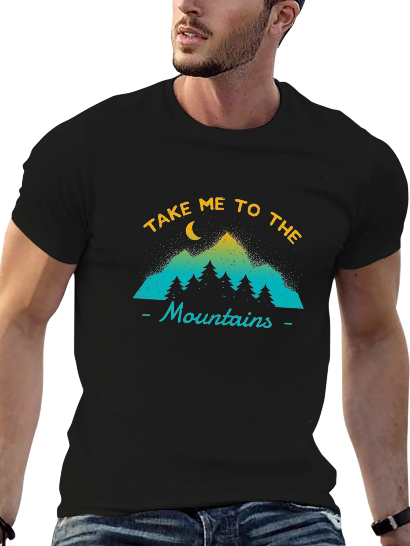 Take Me to the Mountains Black Graphic T-Shirt
