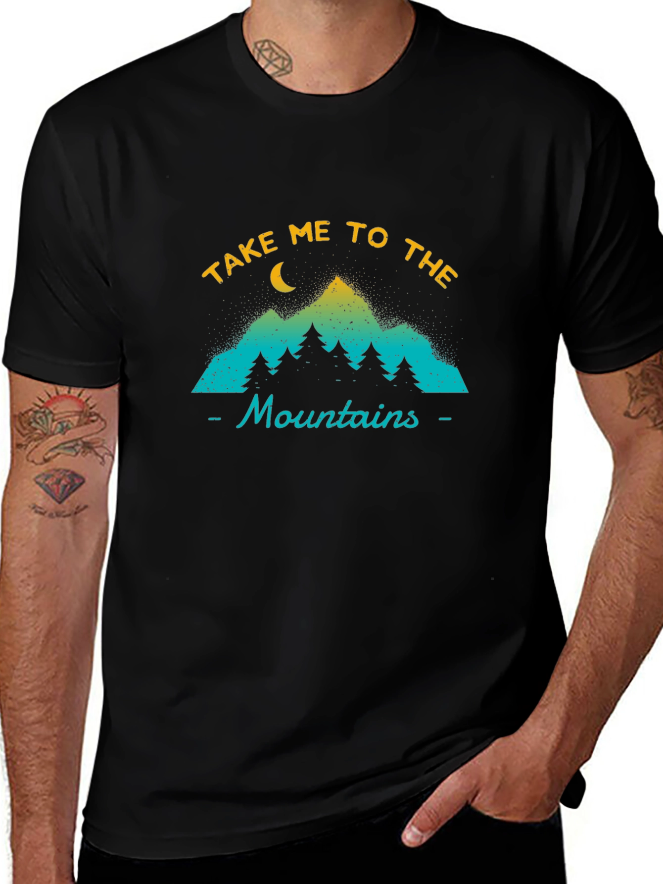 Take Me to the Mountains Black Graphic T-Shirt