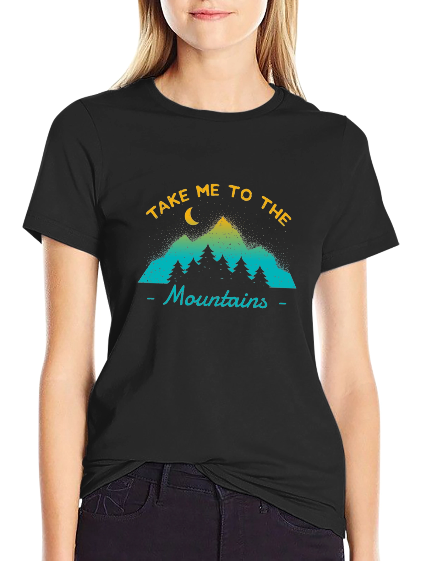 Take Me to the Mountains Black Graphic T-Shirt