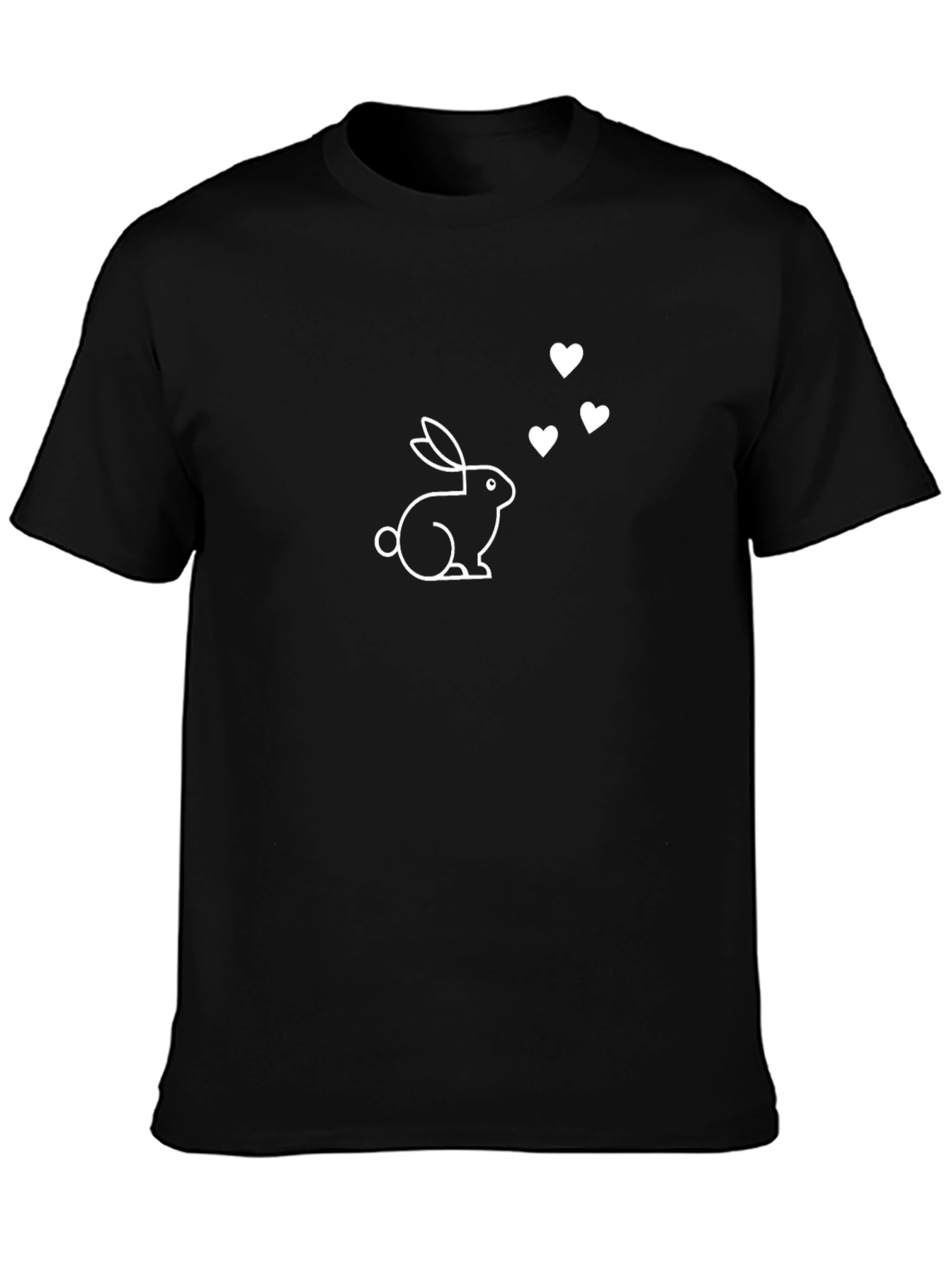 Rabbit Love Graphic T-Shirt - Casual Black Tee