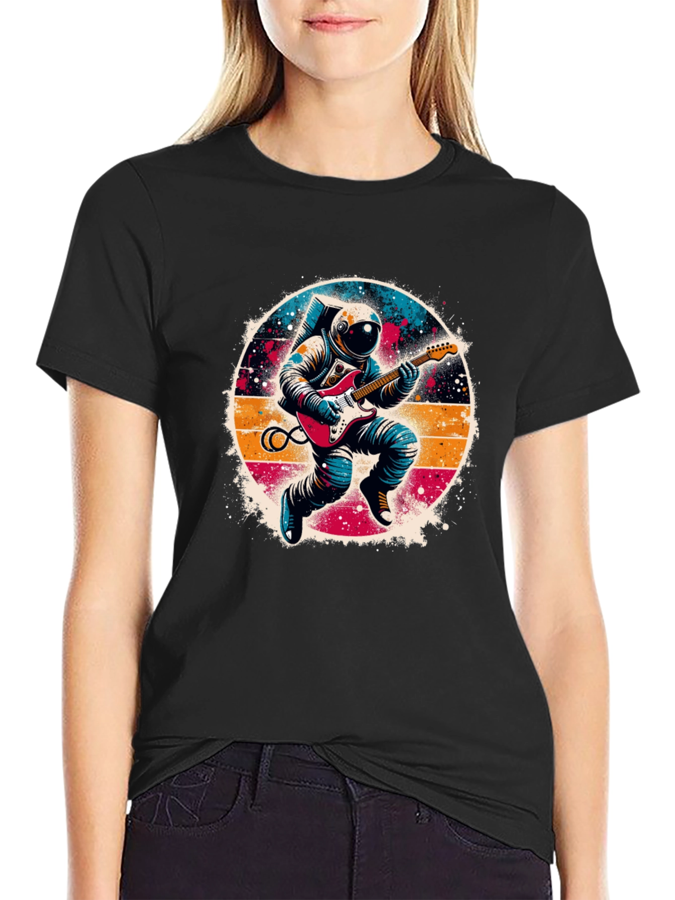 Astronaut Guitarist Graphic Tee - Space Rocker T-Shirt
