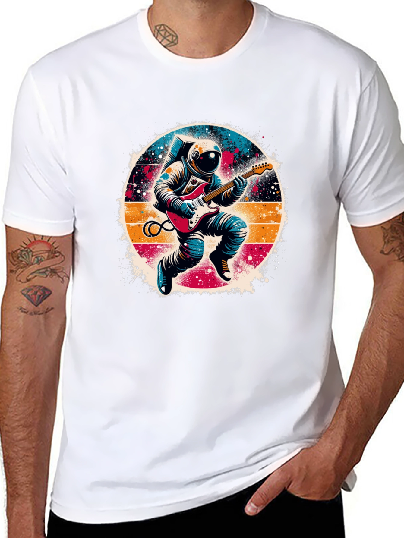 Astronaut Guitarist Graphic Tee - Space Rocker T-Shirt