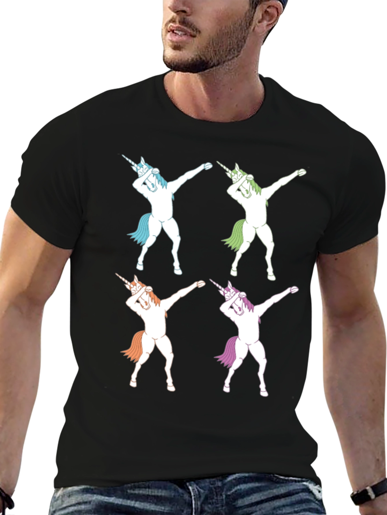 Dabbing Unicorns Graphic Tee - Black