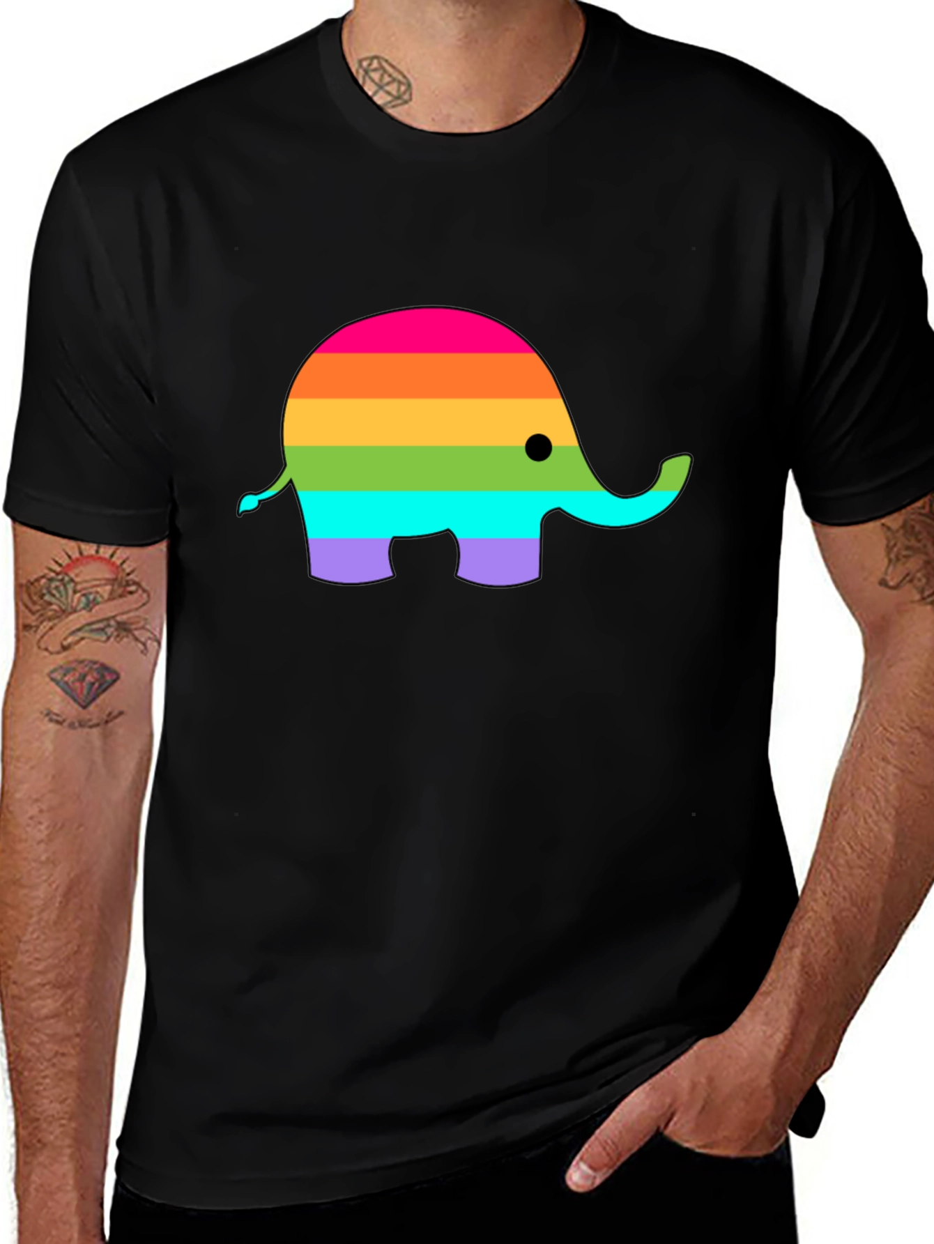 Rainbow Elephant Graphic T-Shirt