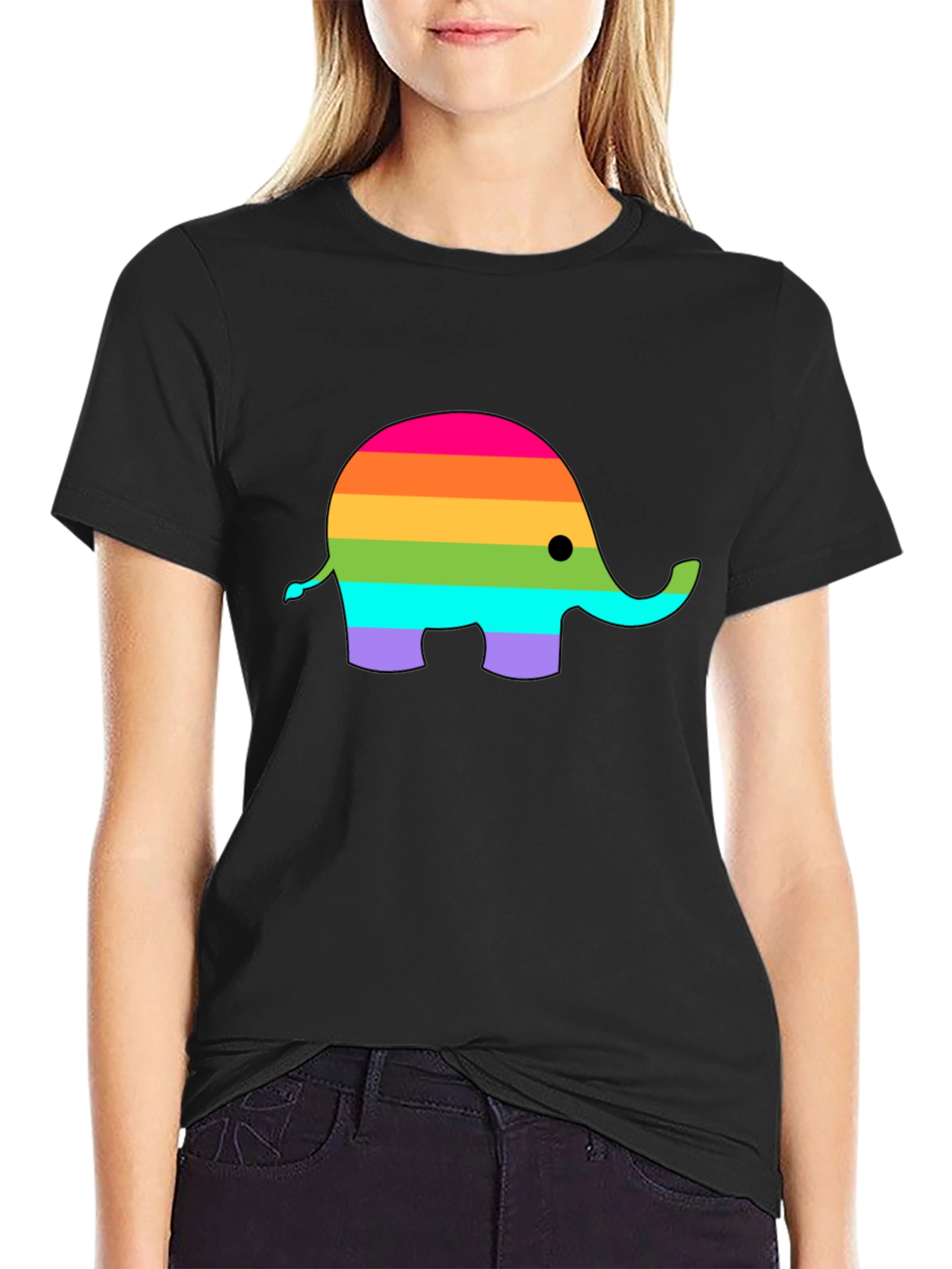 Rainbow Elephant Graphic T-Shirt