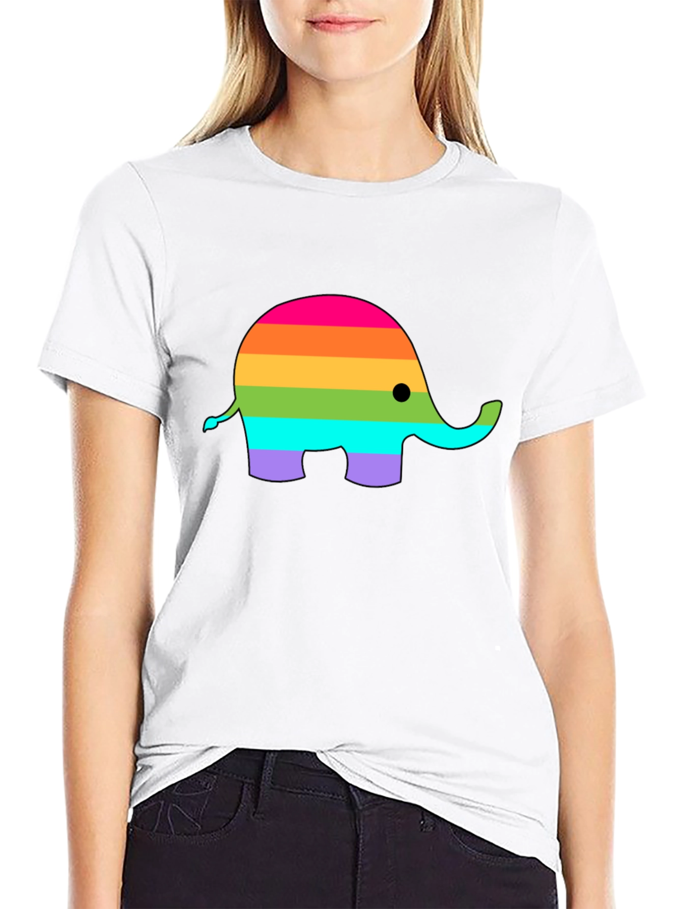 Rainbow Elephant Graphic T-Shirt