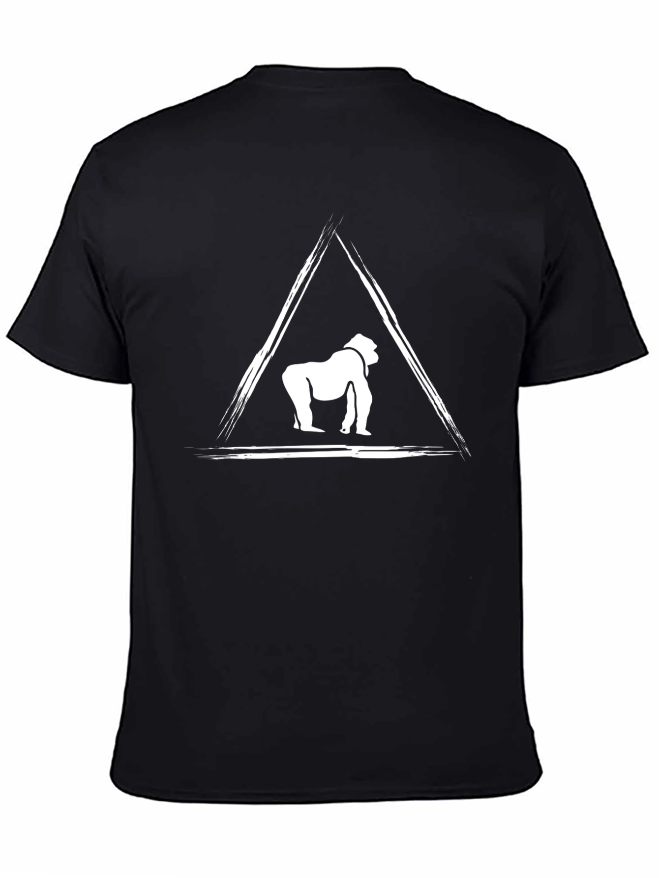Gorilla Triangle Graphic Tee - Black Cotton T-Shirt