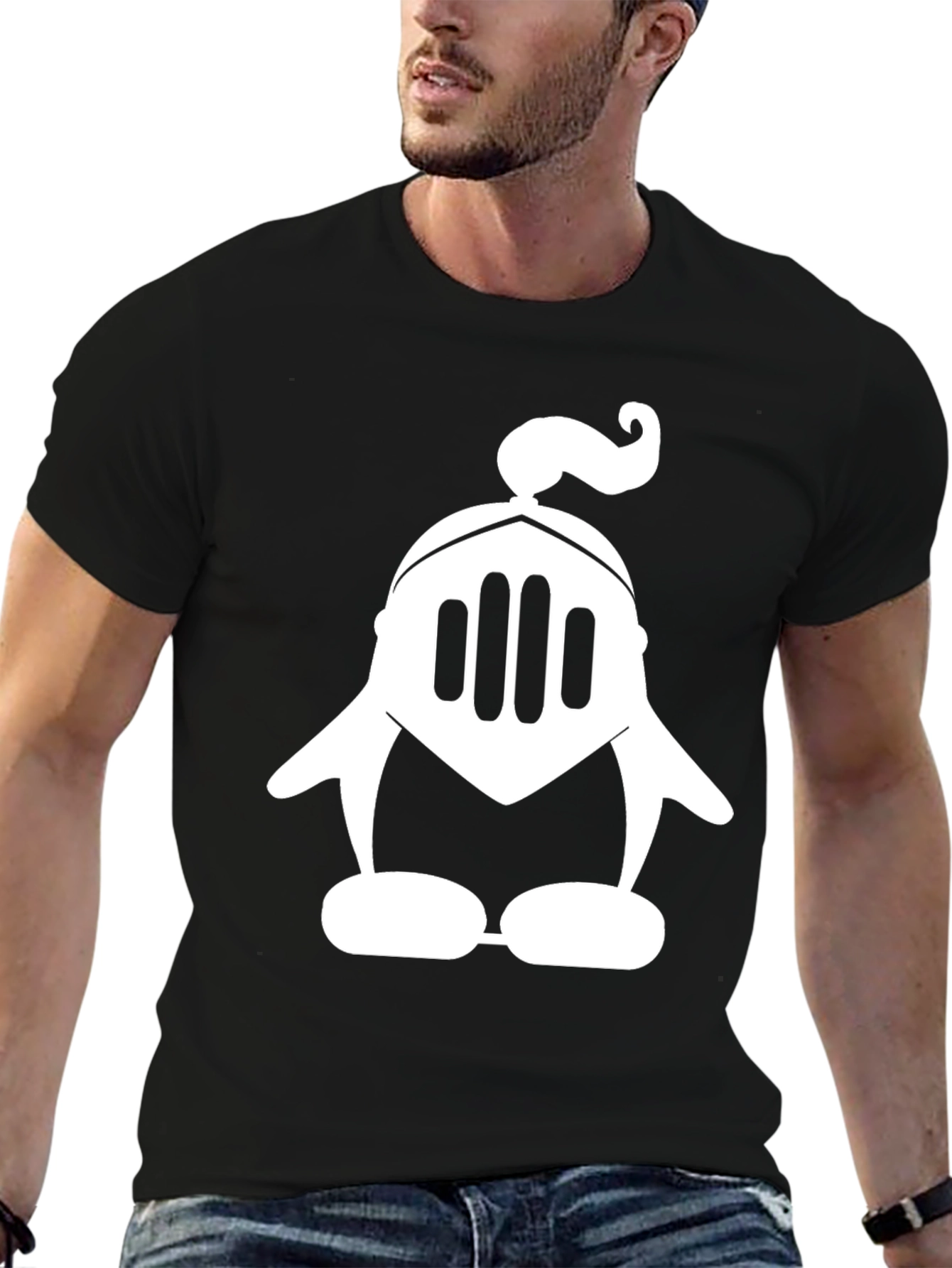 Knight Penguin Black T-Shirt - Unique Graphic Tee