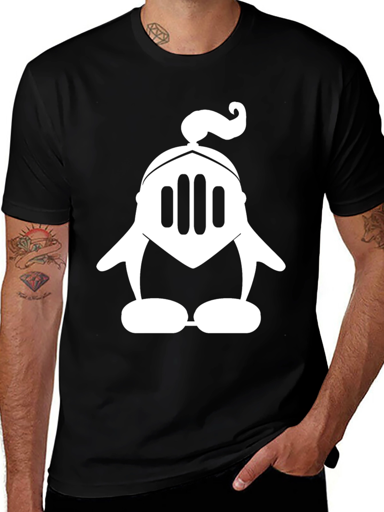 Knight Penguin Black T-Shirt - Unique Graphic Tee