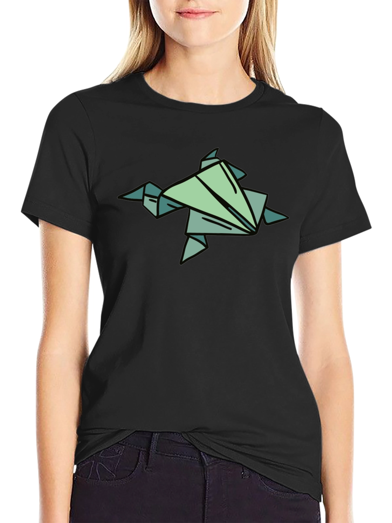 Origami Turtle Graphic Tee - Black