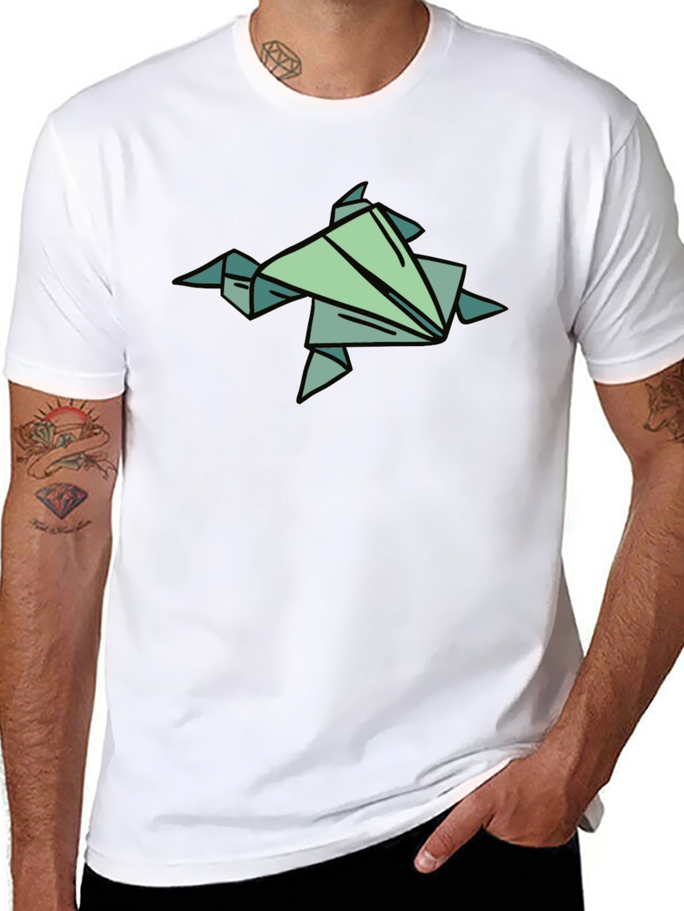 Origami Turtle Graphic Tee - Black
