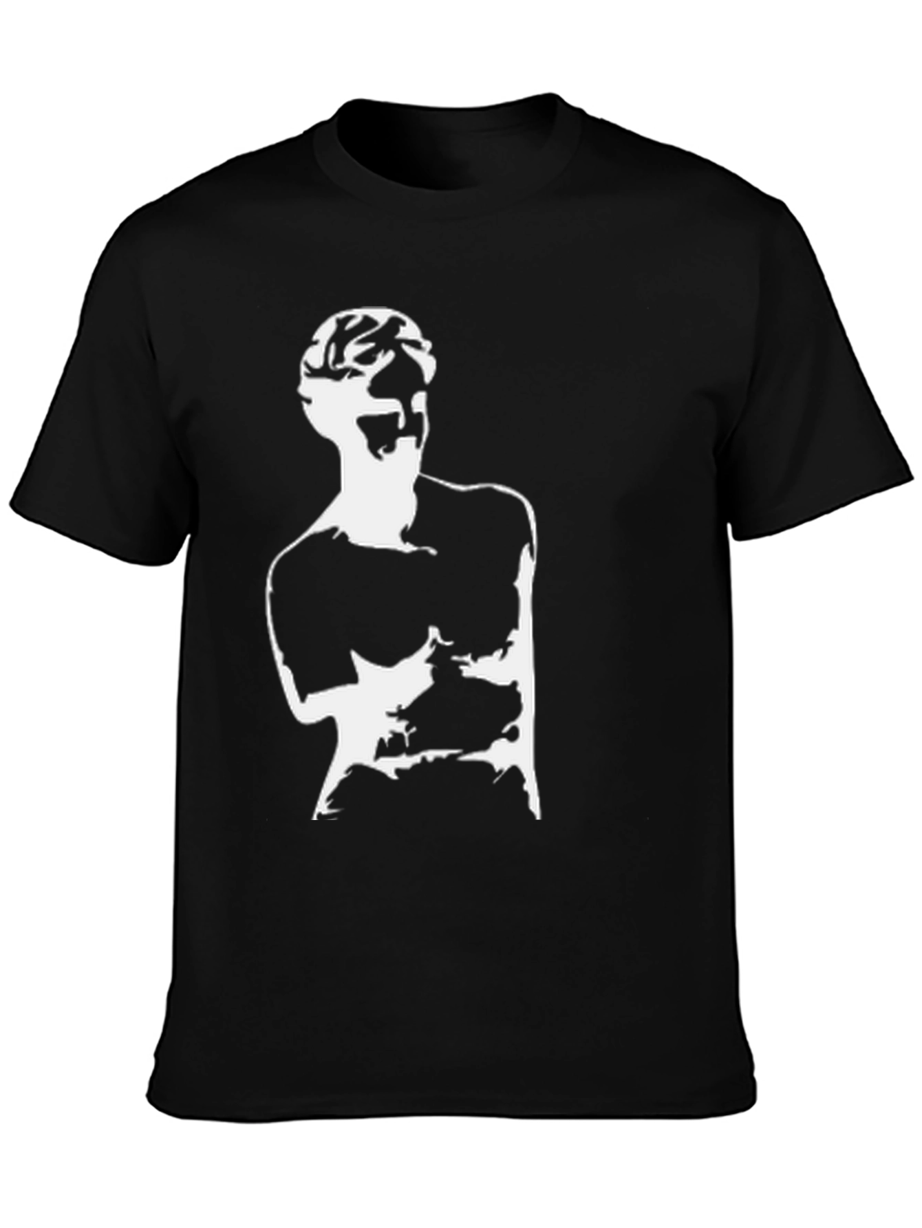 Abstract Statue Graphic Print Black T-Shirt