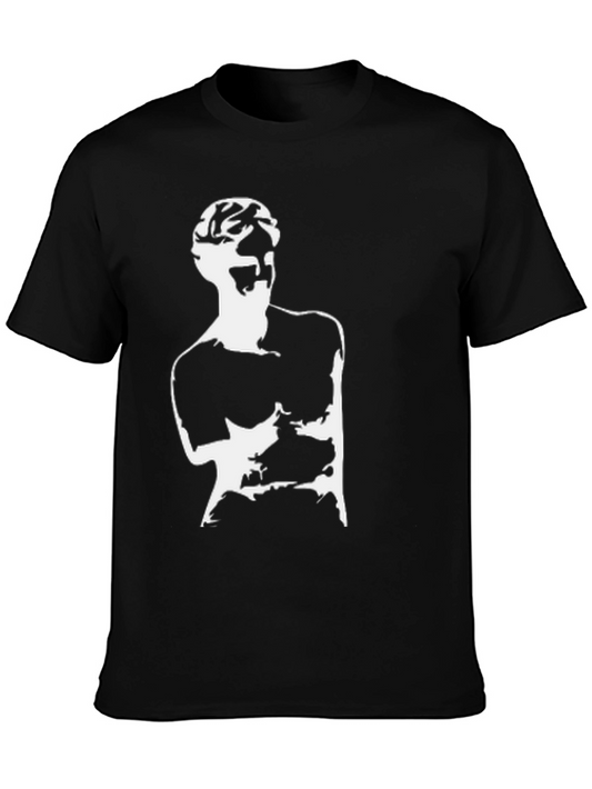 Abstract Statue Graphic Print Black T-Shirt