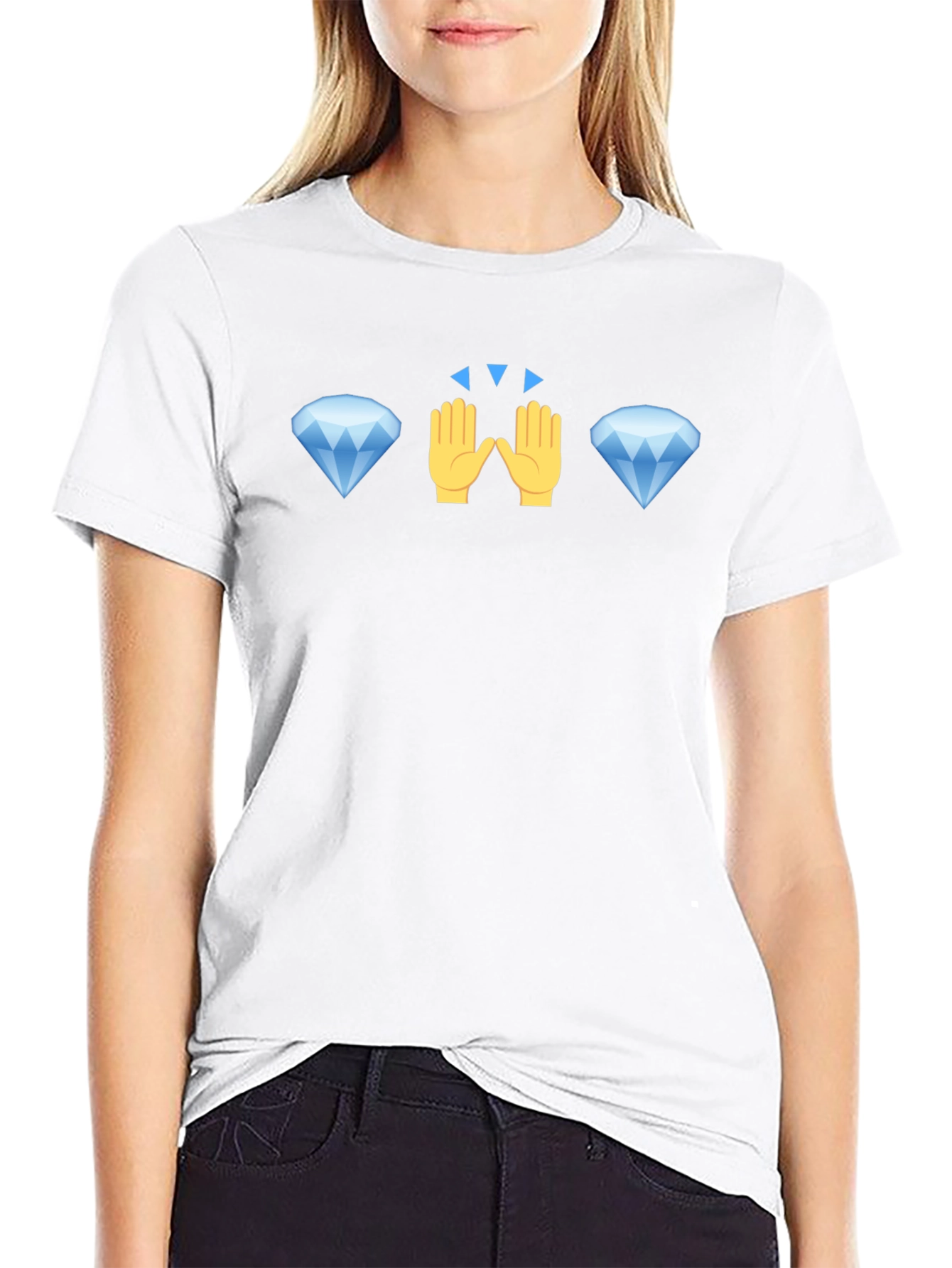 Diamond Hand Emoji Graphic Tee - Black