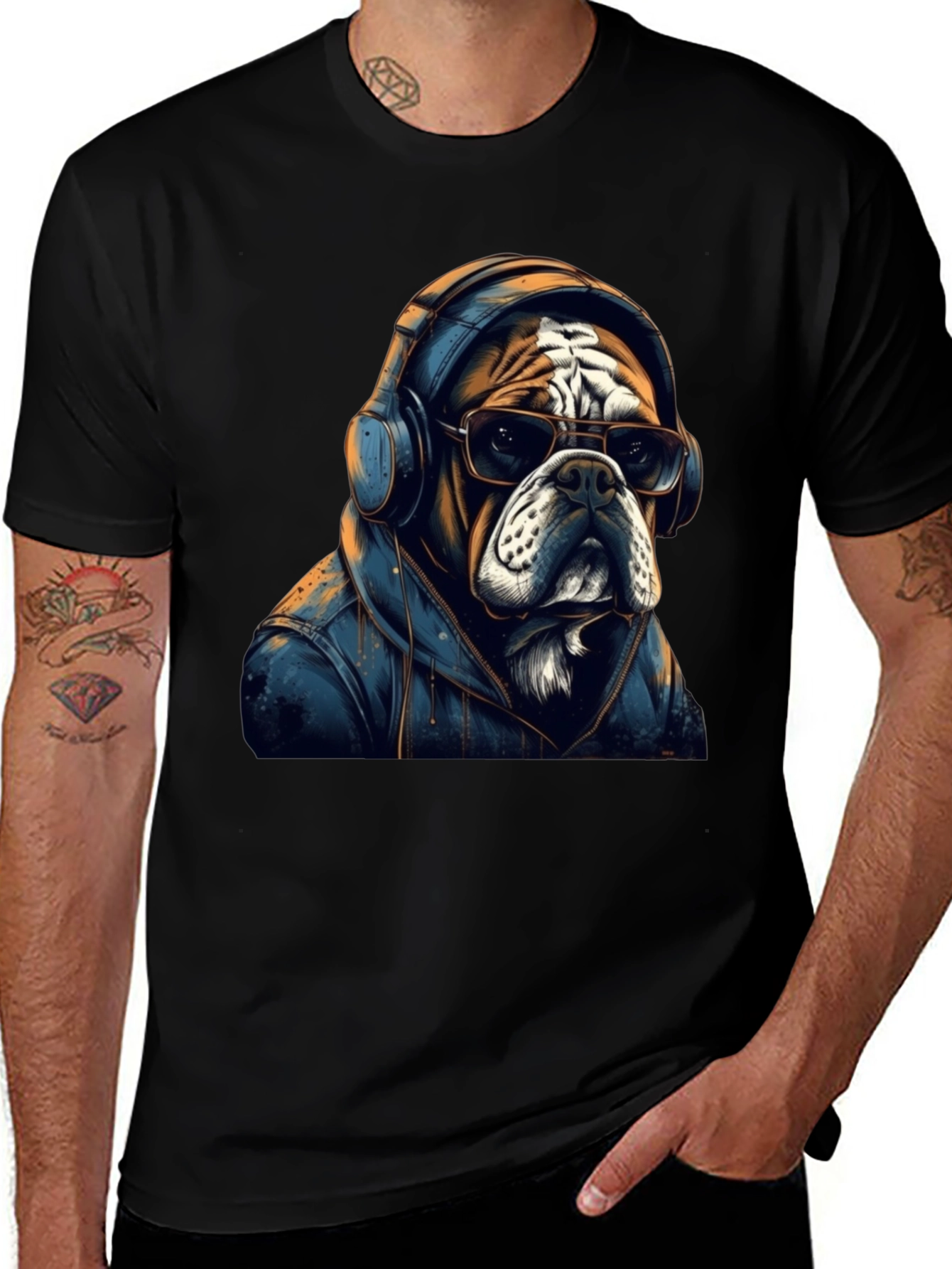 Cool Bulldog Graphic Tee - Unisex Black T-Shirt