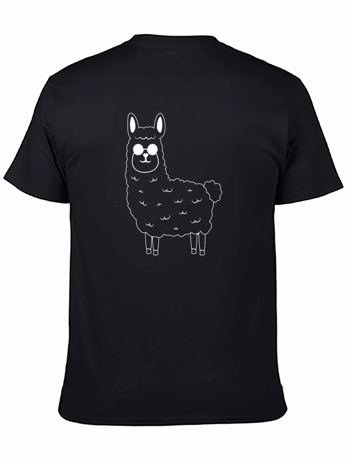 Llama with Glasses Graphic Tee - Black Cotton