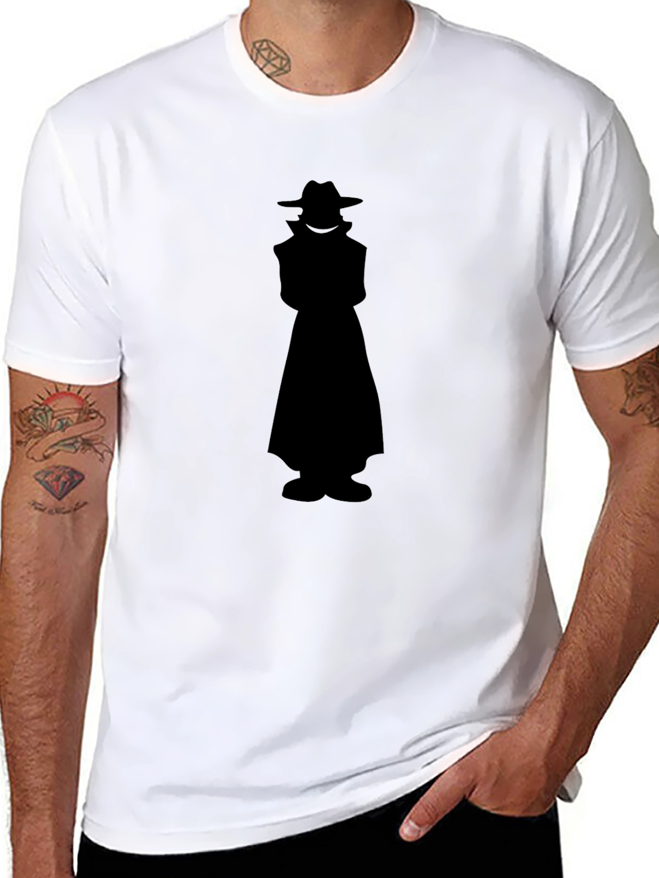 Mysterious Man Silhouette Black T-Shirt