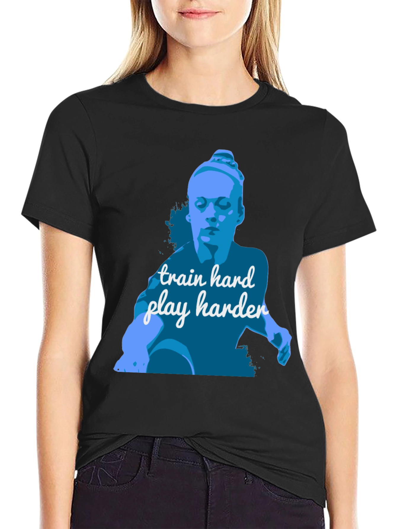 Train Hard Play Harder Black Graphic Tee