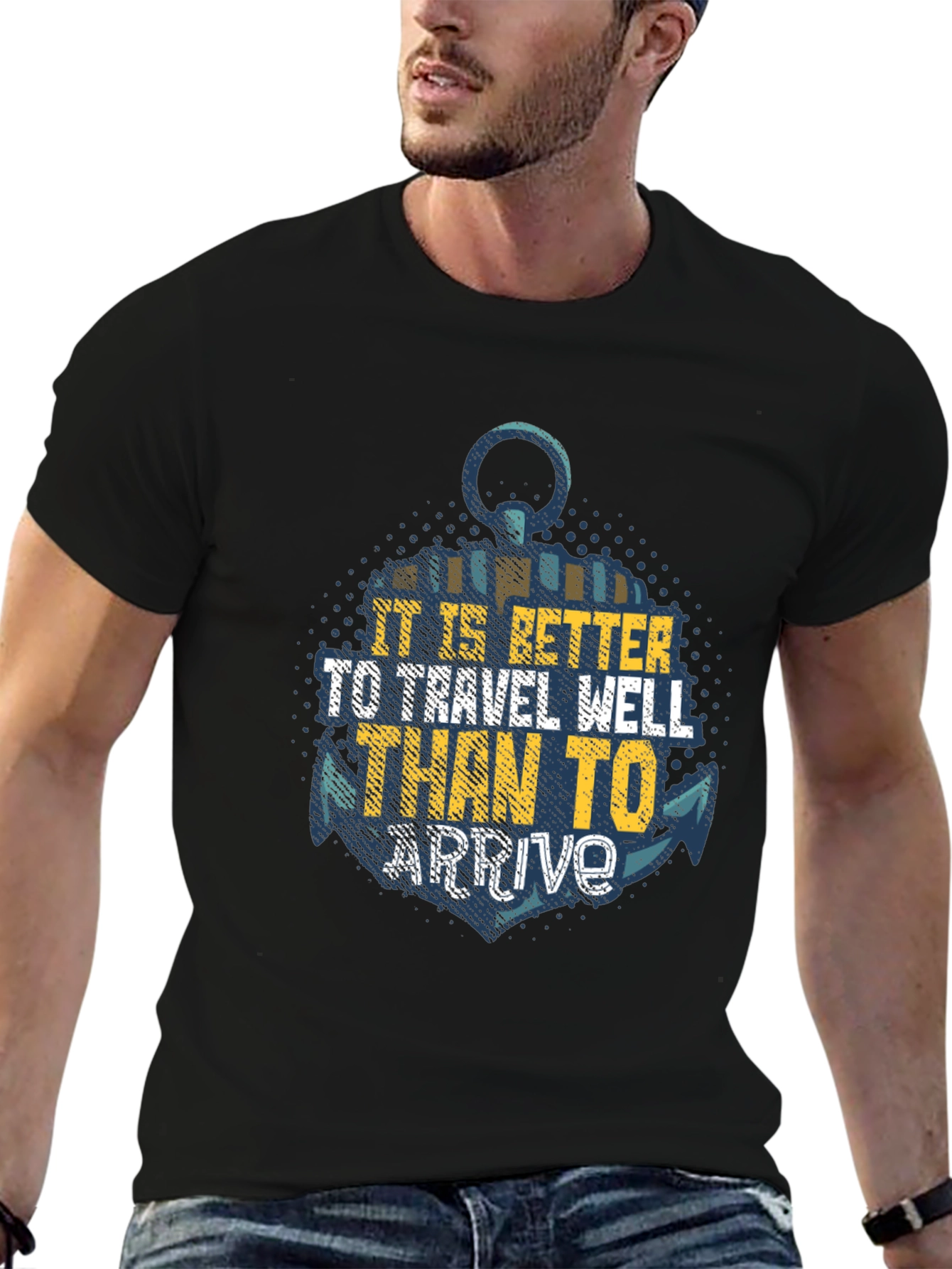 Travel Well Anchor Graphic Tee - Black
