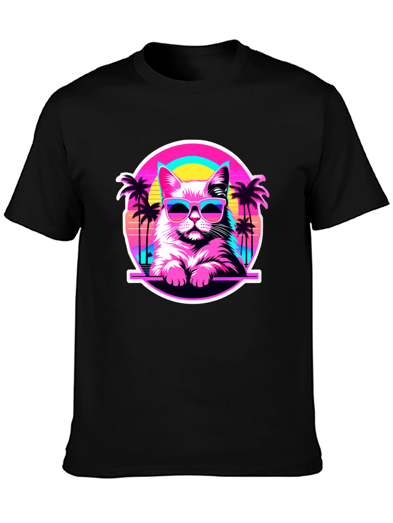 Retro Cat T-Shirt - 80s Style Kitty