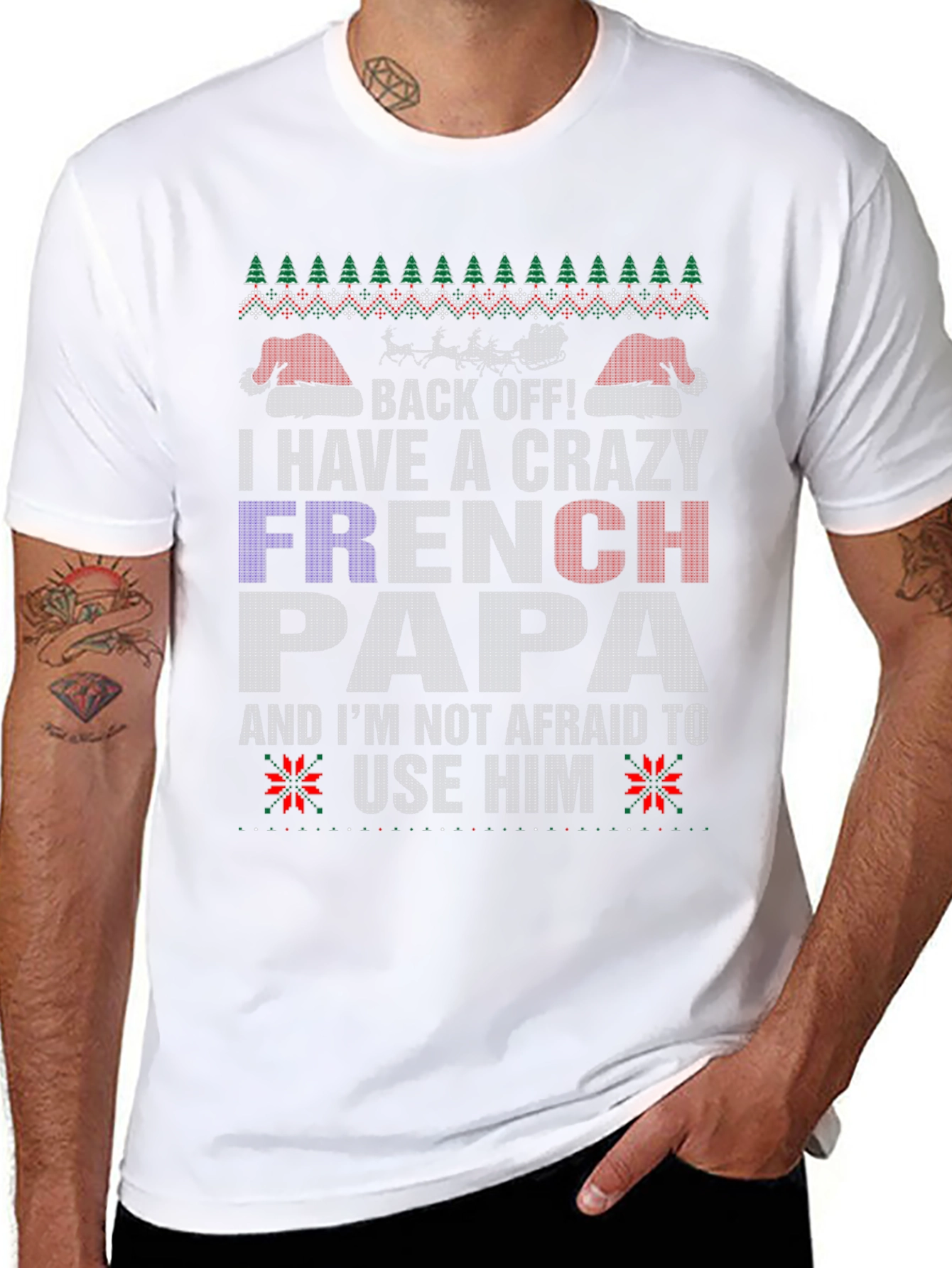 Crazy French Papa Christmas T-Shirt