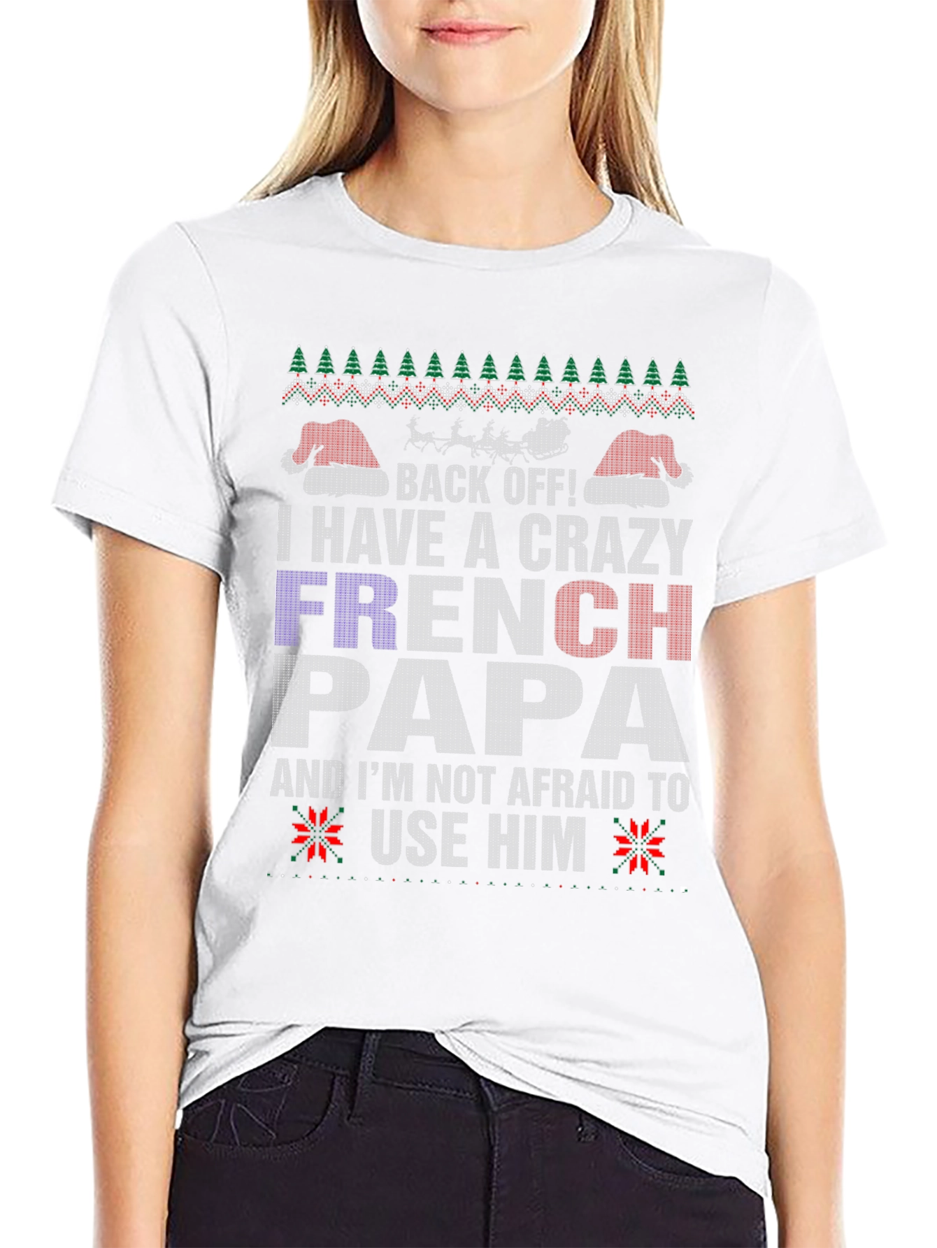Crazy French Papa Christmas T-Shirt