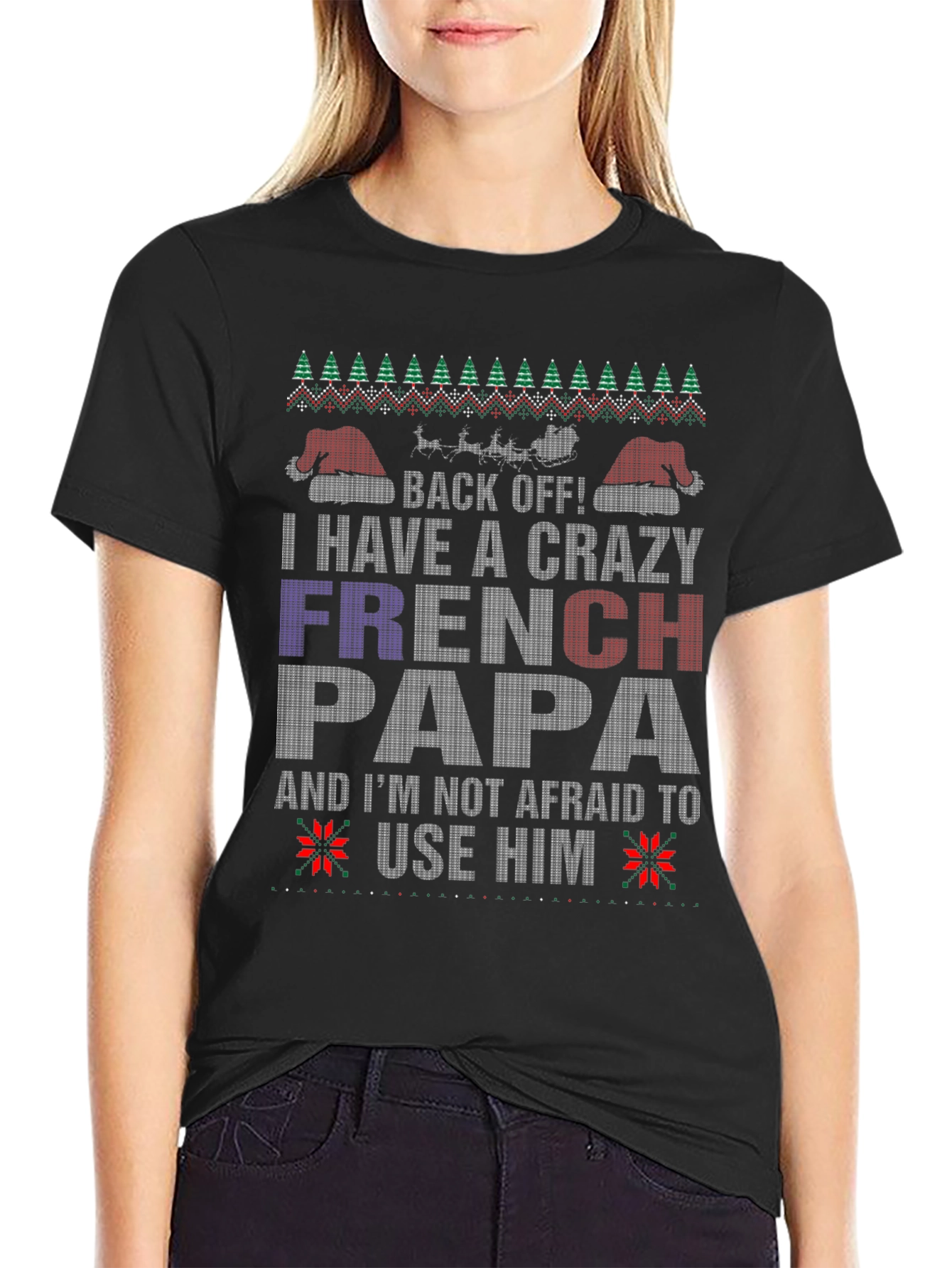 Crazy French Papa Christmas T-Shirt