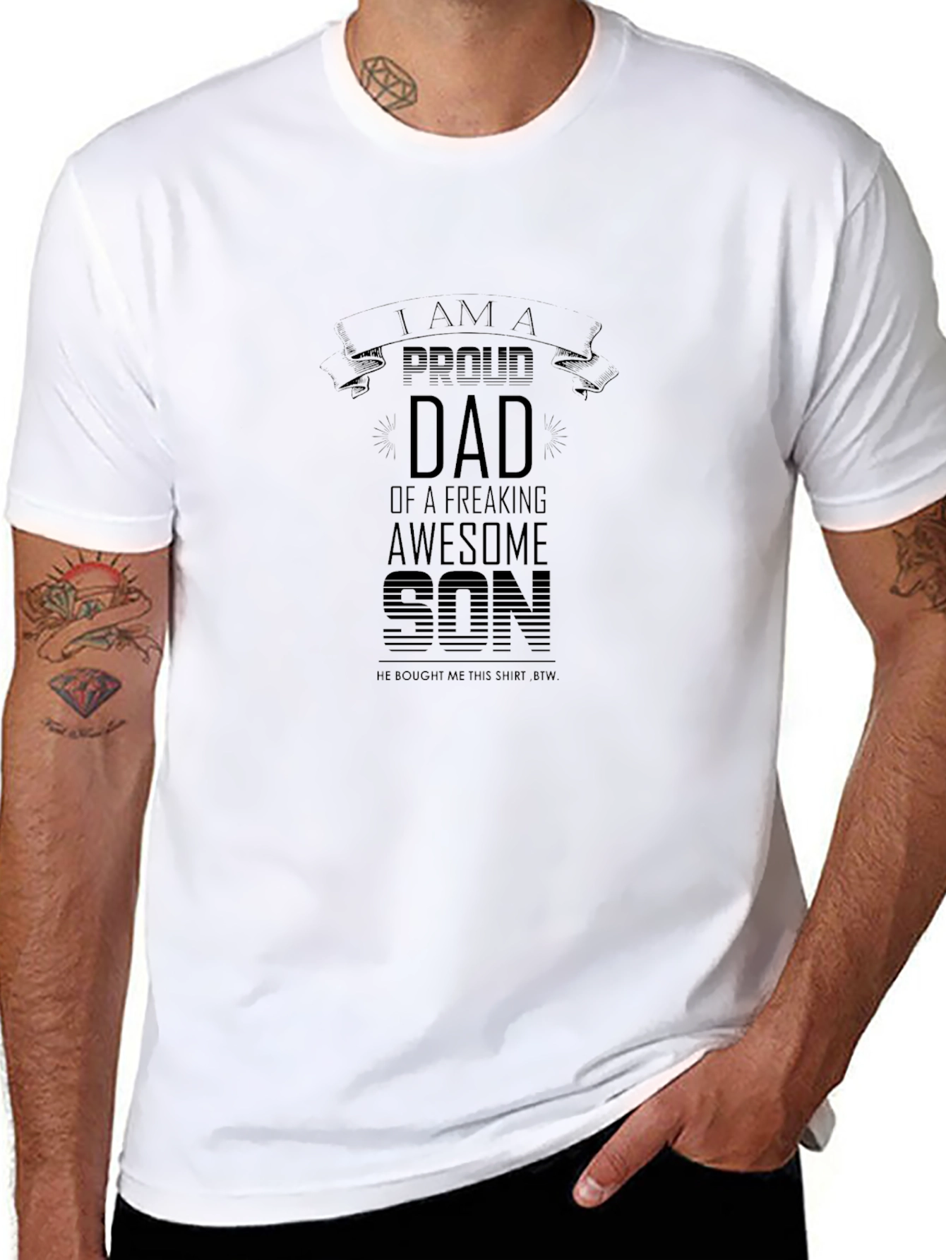 Proud Dad Awesome Son Black Graphic Tee