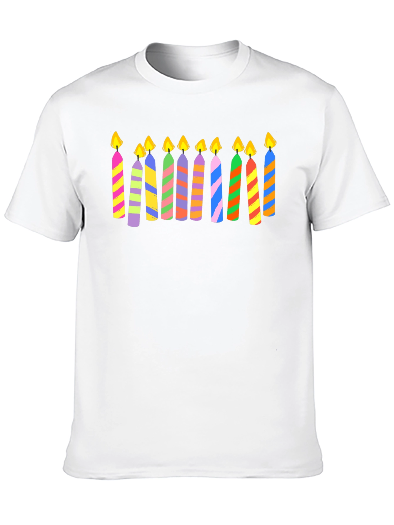 Festive Striped Birthday Candle T-Shirt