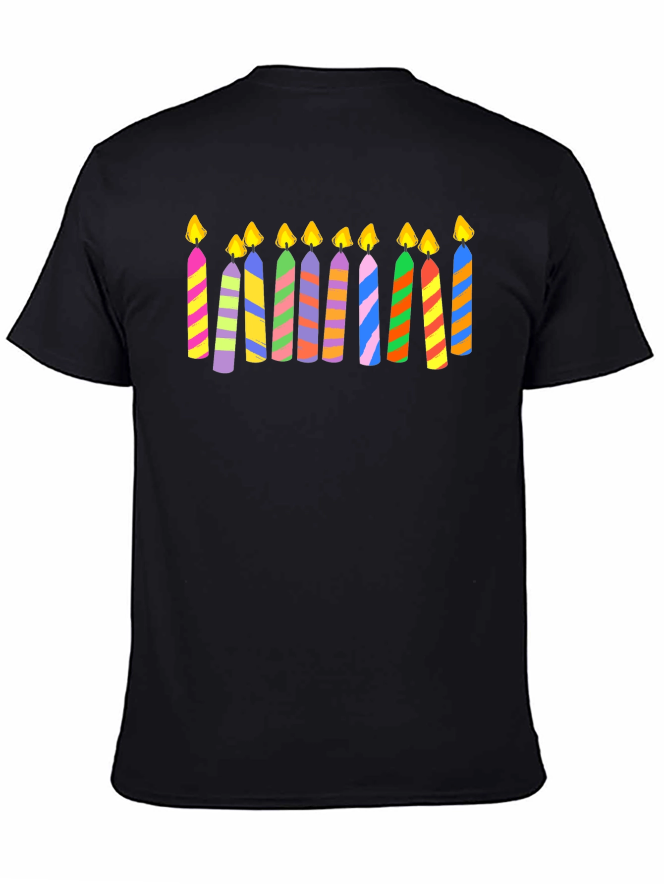 Festive Striped Birthday Candle T-Shirt